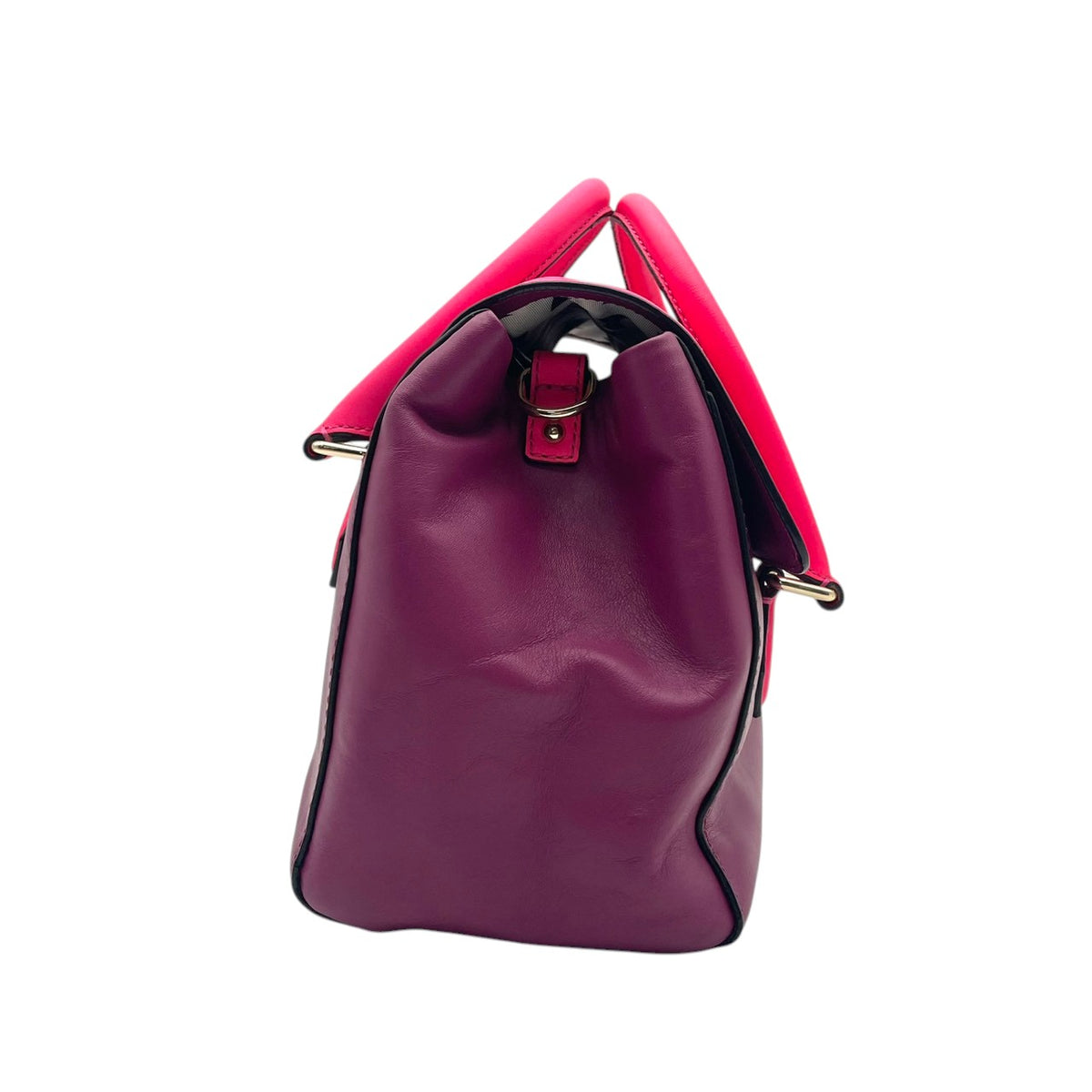 【良品】kate spade ケイトスペード 2WAY ハンドバッグ ショルダーバッグ キャサリンストリート ジョーニー レザー パープル ピンク バイカラー フラップ 斜め掛け 肩掛け 手提げ レディース カバン S83