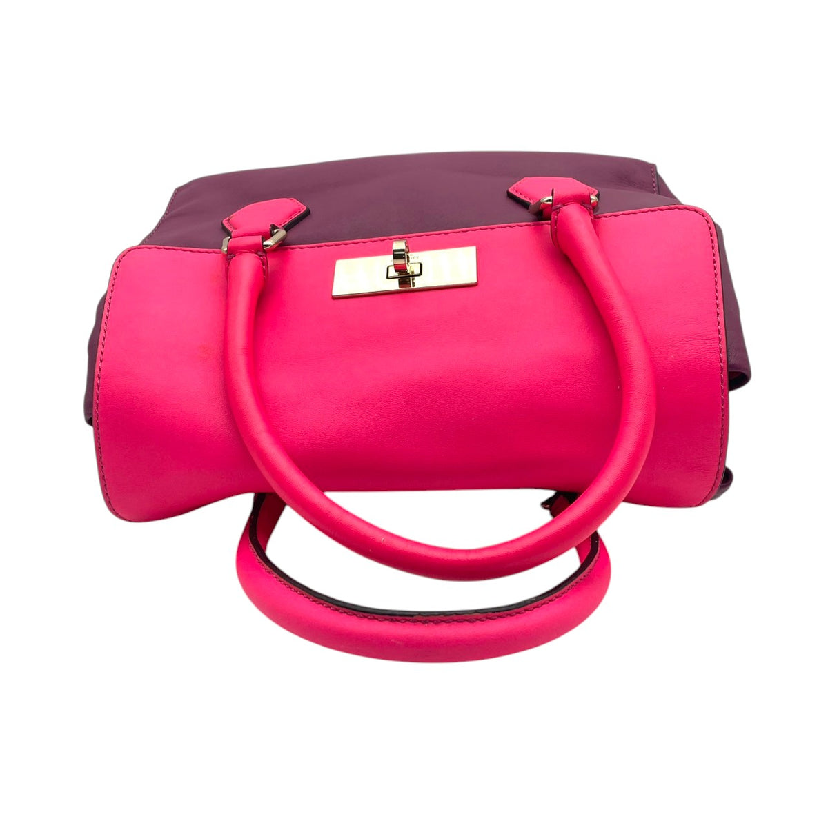 【良品】kate spade ケイトスペード 2WAY ハンドバッグ ショルダーバッグ キャサリンストリート ジョーニー レザー パープル ピンク バイカラー フラップ 斜め掛け 肩掛け 手提げ レディース カバン S83