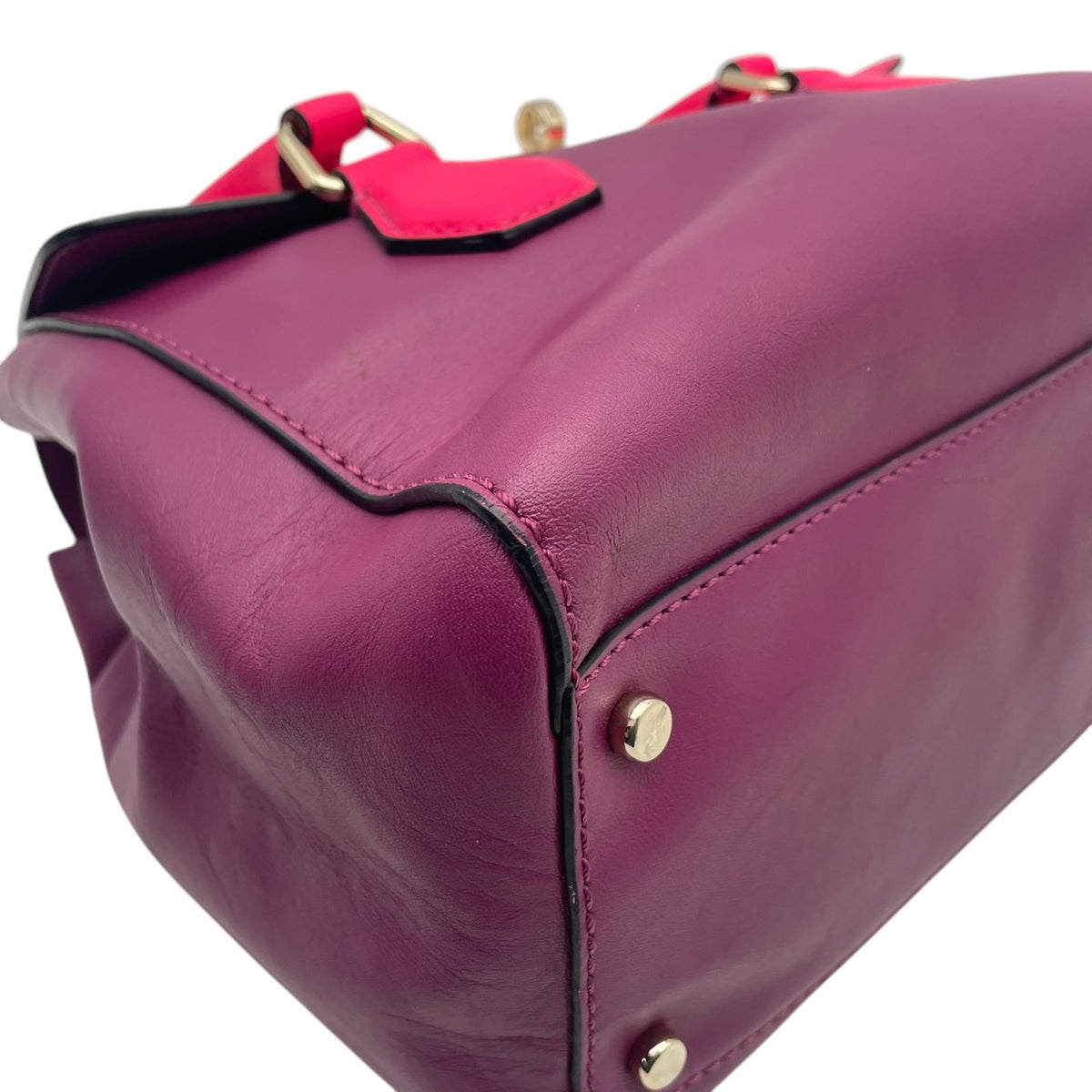 【良品】kate spade ケイトスペード 2WAY ハンドバッグ ショルダーバッグ キャサリンストリート ジョーニー レザー パープル ピンク バイカラー フラップ 斜め掛け 肩掛け 手提げ レディース カバン S83
