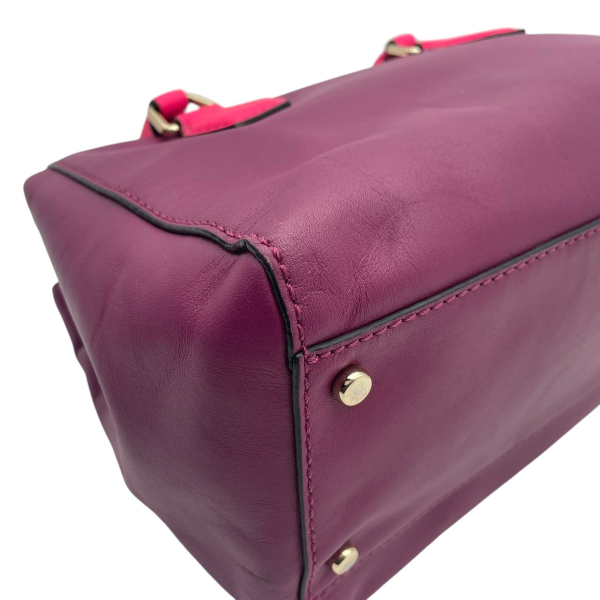 【良品】kate spade ケイトスペード 2WAY ハンドバッグ ショルダーバッグ キャサリンストリート ジョーニー レザー パープル ピンク バイカラー フラップ 斜め掛け 肩掛け 手提げ レディース カバン S83
