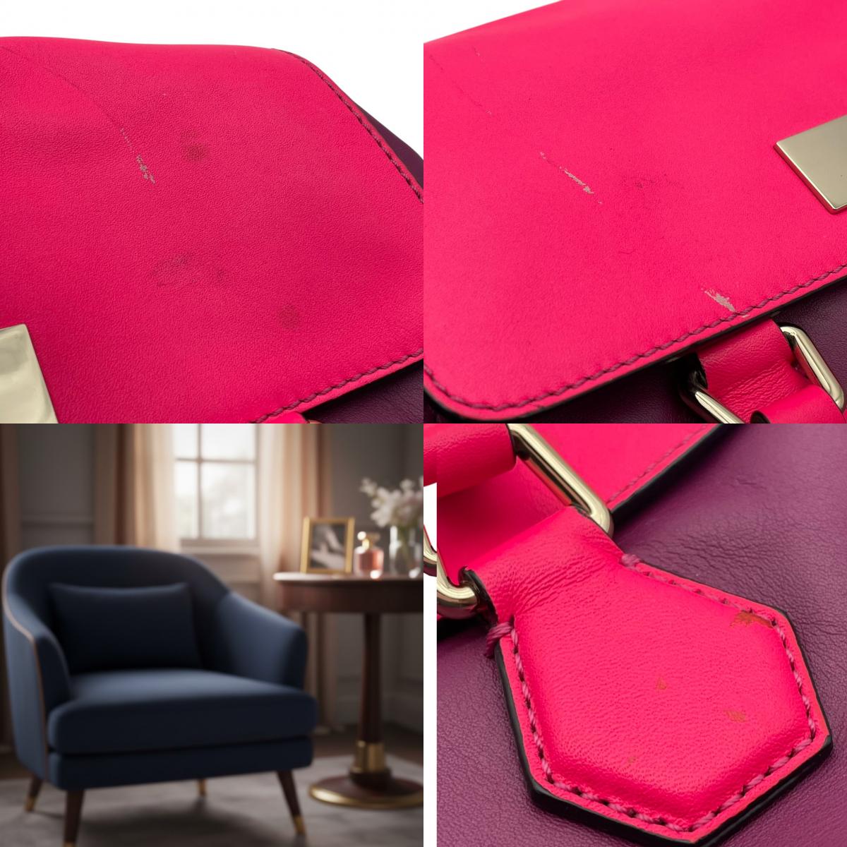 【良品】kate spade ケイトスペード 2WAY ハンドバッグ ショルダーバッグ キャサリンストリート ジョーニー レザー パープル ピンク バイカラー フラップ 斜め掛け 肩掛け 手提げ レディース カバン S83
