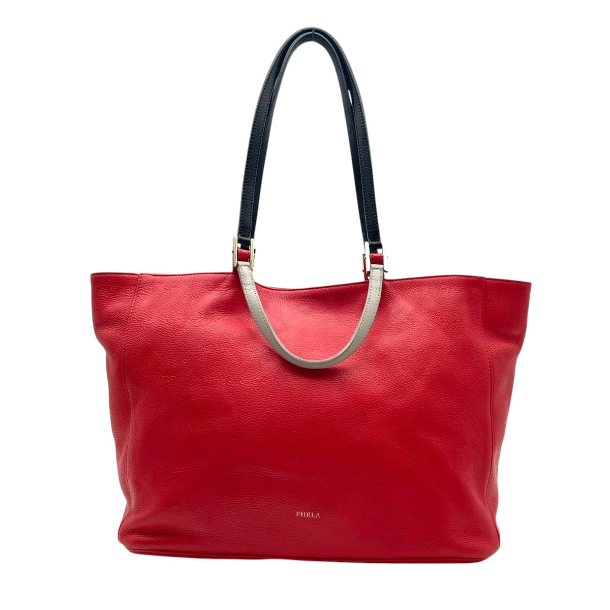 【良品】FURLA フルラ トートバッグ ハンドバッグ シボ革 レザー オレンジ 赤系 マルチハンドル 肩掛け 手提げ A4収納可能 大容量 チャーム付き レディース カジュアル エレガント カバン 鞄 オシャレ ブランド S83