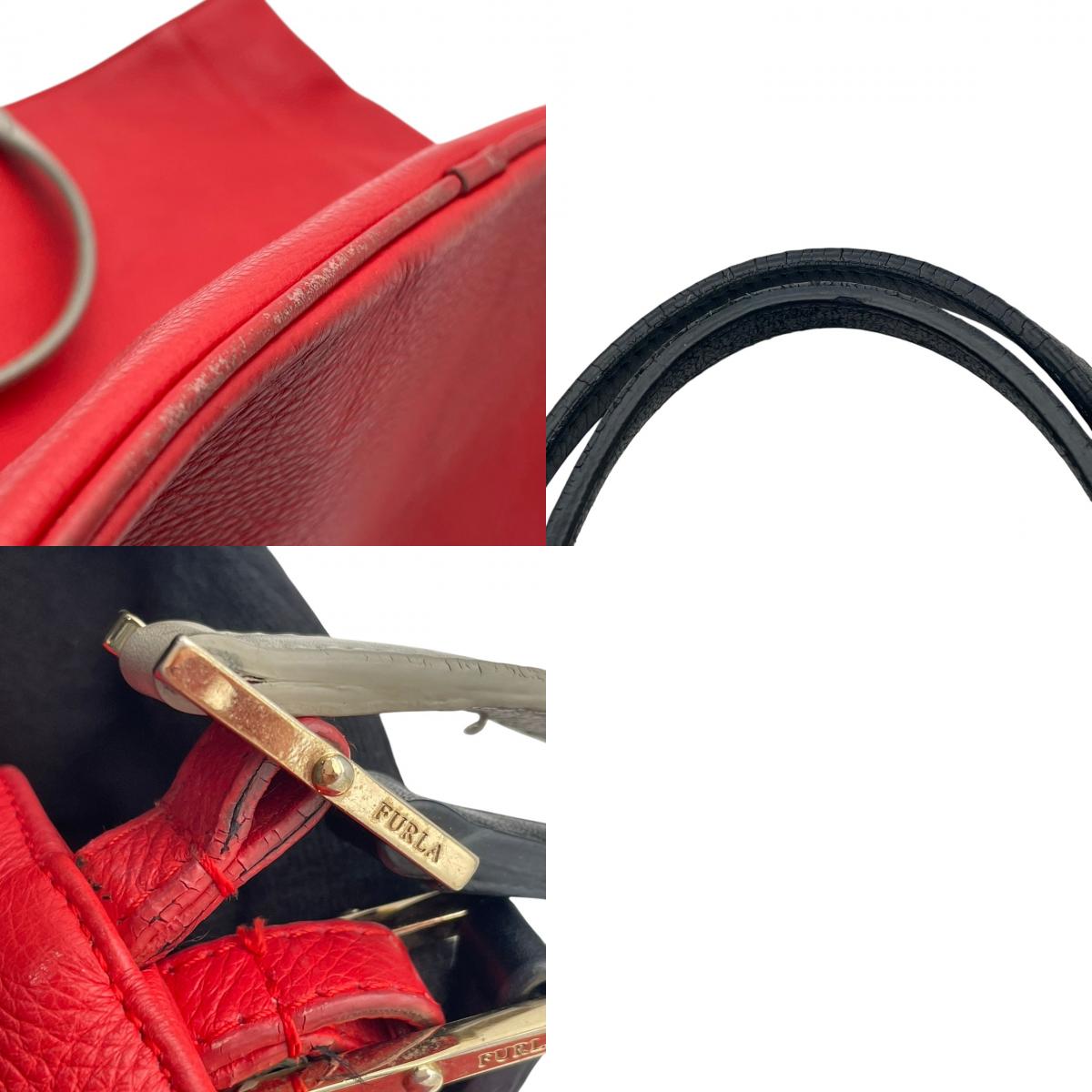 【良品】FURLA フルラ トートバッグ ハンドバッグ シボ革 レザー オレンジ 赤系 マルチハンドル 肩掛け 手提げ A4収納可能 大容量 チャーム付き レディース カジュアル エレガント カバン 鞄 オシャレ ブランド S83