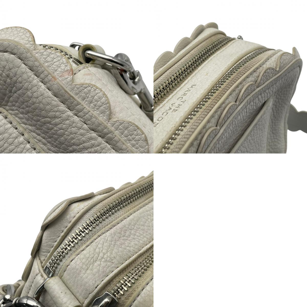 【良品】MARC JACOBS マークジェイコブス ショルダーバッグ ザ ソフトショット スカロップ 21 レザー ホワイト 白 アイボリー 斜め掛け クロスボディ ダブルジップ スカロップカット レディース カバン 鞄 S83