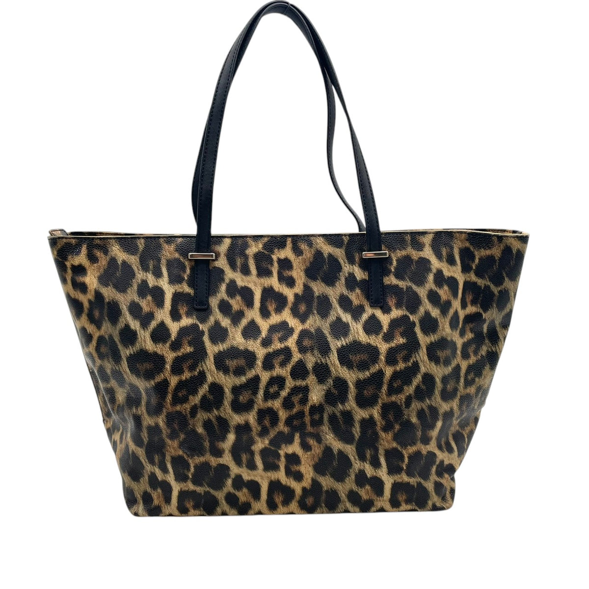 【良品】kate spade ケイトスペード トートバッグ ハンドバッグ レオパード柄 ヒョウ柄 アニマル柄 コーティングキャンバス パテントレザー ブラウン ブラック 肩掛け A4収納可能 大容量 レディース S83