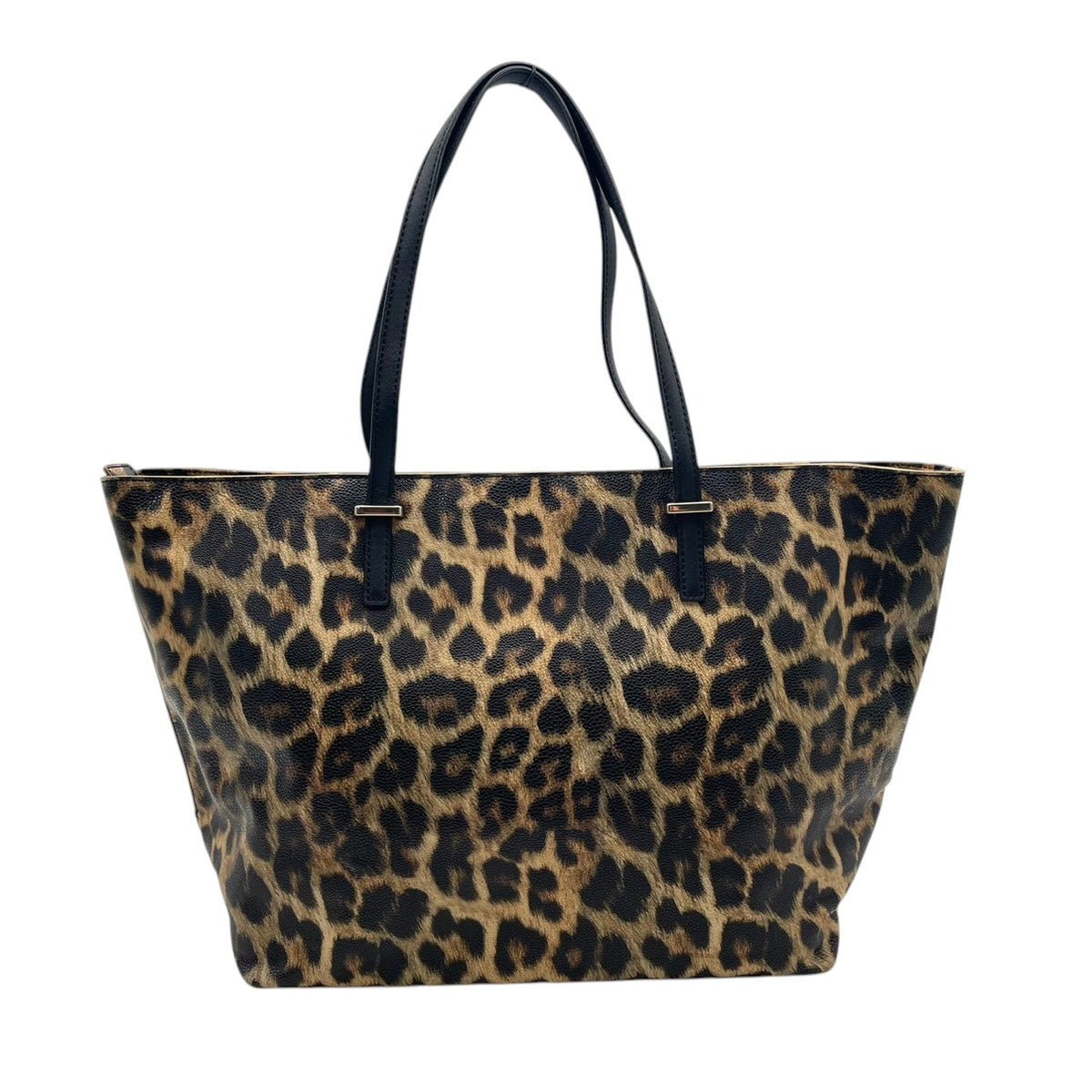 【良品】kate spade ケイトスペード トートバッグ ハンドバッグ レオパード柄 ヒョウ柄 アニマル柄 コーティングキャンバス パテントレザー ブラウン ブラック 肩掛け A4収納可能 大容量 レディース S83