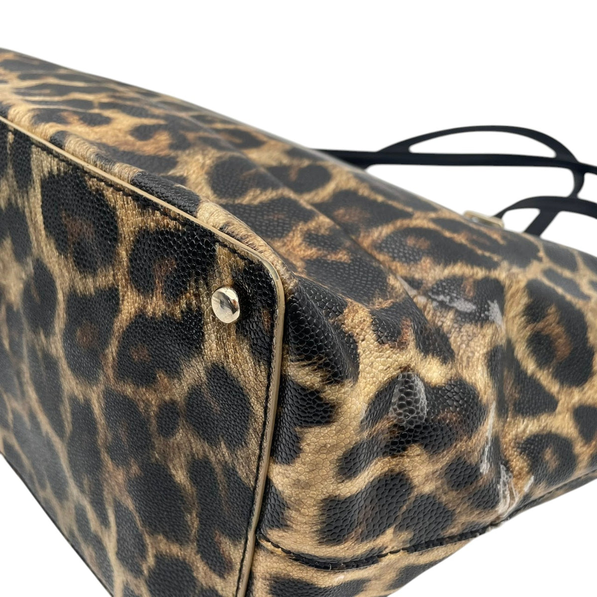 【良品】kate spade ケイトスペード トートバッグ ハンドバッグ レオパード柄 ヒョウ柄 アニマル柄 コーティングキャンバス パテントレザー ブラウン ブラック 肩掛け A4収納可能 大容量 レディース S83