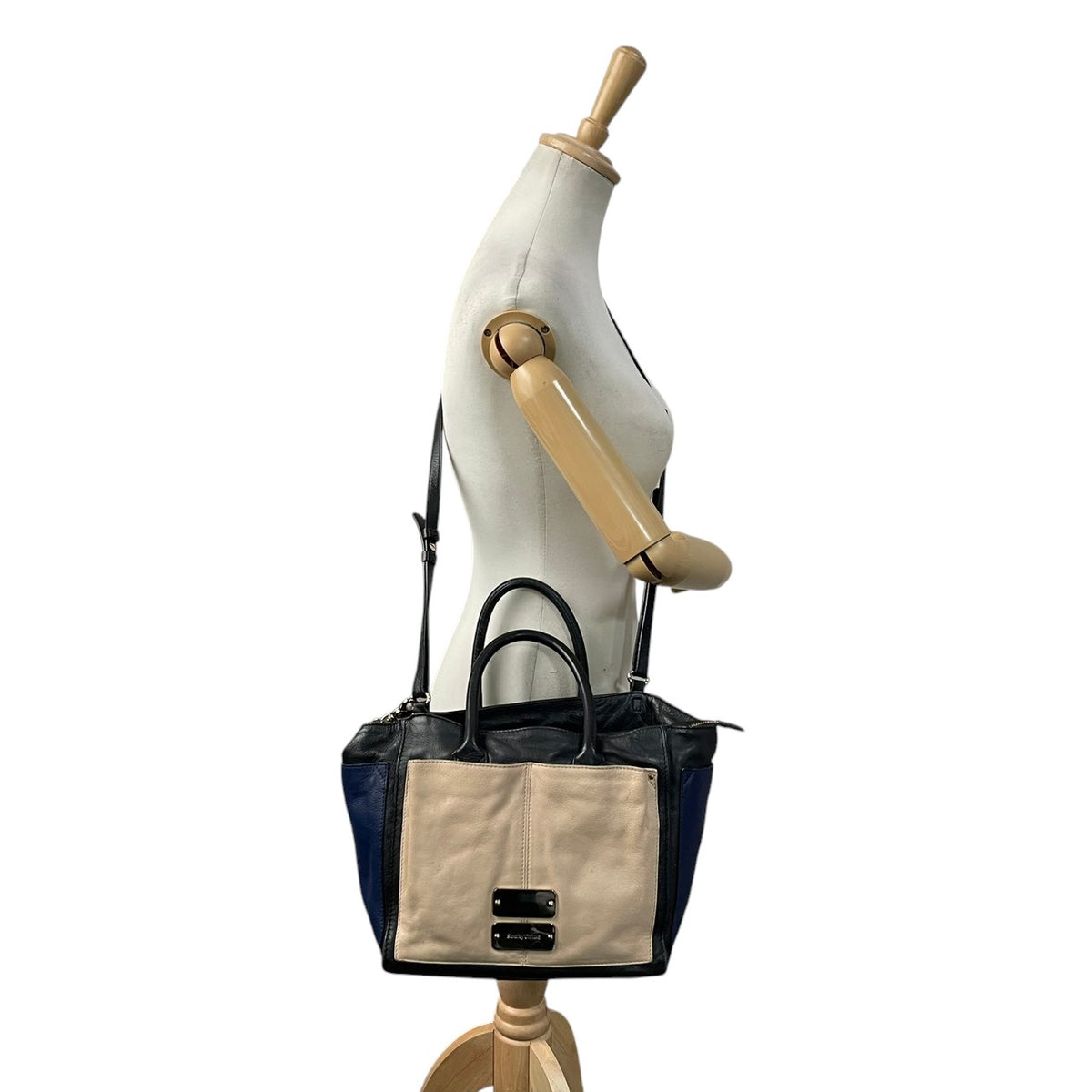 【良品】See By Chloe シーバイクロエ トートバッグ ショルダーバッグ NELLIE ネリー 2WAY ハンドバッグ レザー ベージュ ブラック 黒 ネイビー マルチカラー 斜め掛け 肩掛け チャーム付き レディース S83