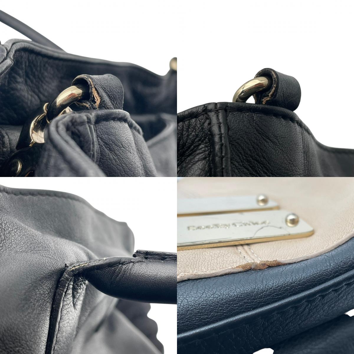 【良品】See By Chloe シーバイクロエ トートバッグ ショルダーバッグ NELLIE ネリー 2WAY ハンドバッグ レザー ベージュ ブラック 黒 ネイビー マルチカラー 斜め掛け 肩掛け チャーム付き レディース S83