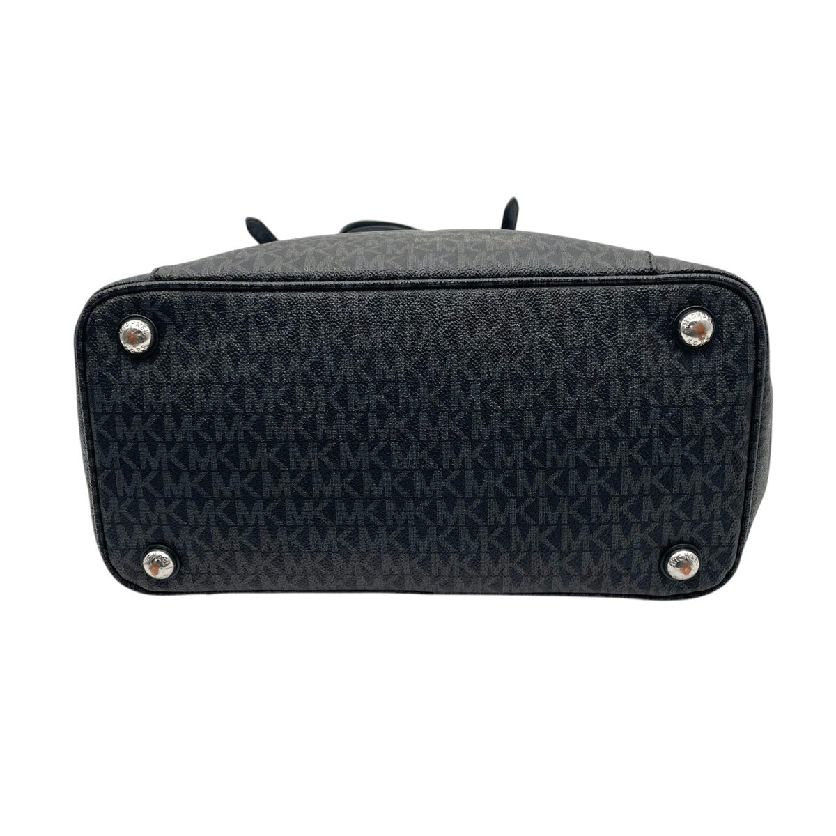 美品 MICHAEL KORS マイケルコース トートバッグ JET SET ITEM EW シグネチャー グレー PVC レザー MKロゴ チャーム シルバー金具 肩掛け 大容量 通勤 ビジネス レディース エレガント S83