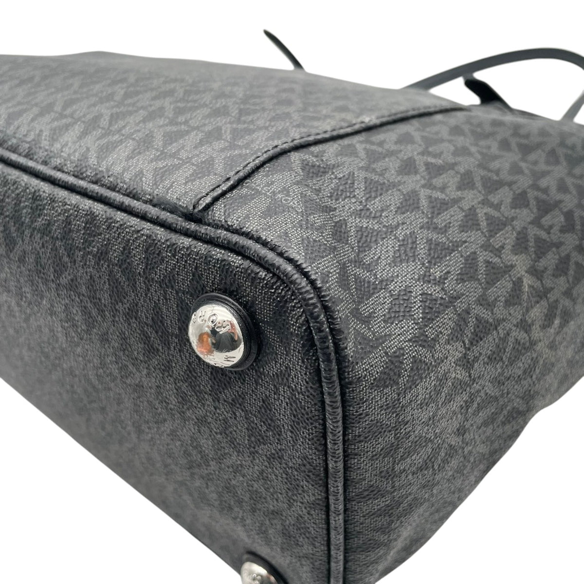 美品 MICHAEL KORS マイケルコース トートバッグ JET SET ITEM EW シグネチャー グレー PVC レザー MKロゴ チャーム シルバー金具 肩掛け 大容量 通勤 ビジネス レディース エレガント S83