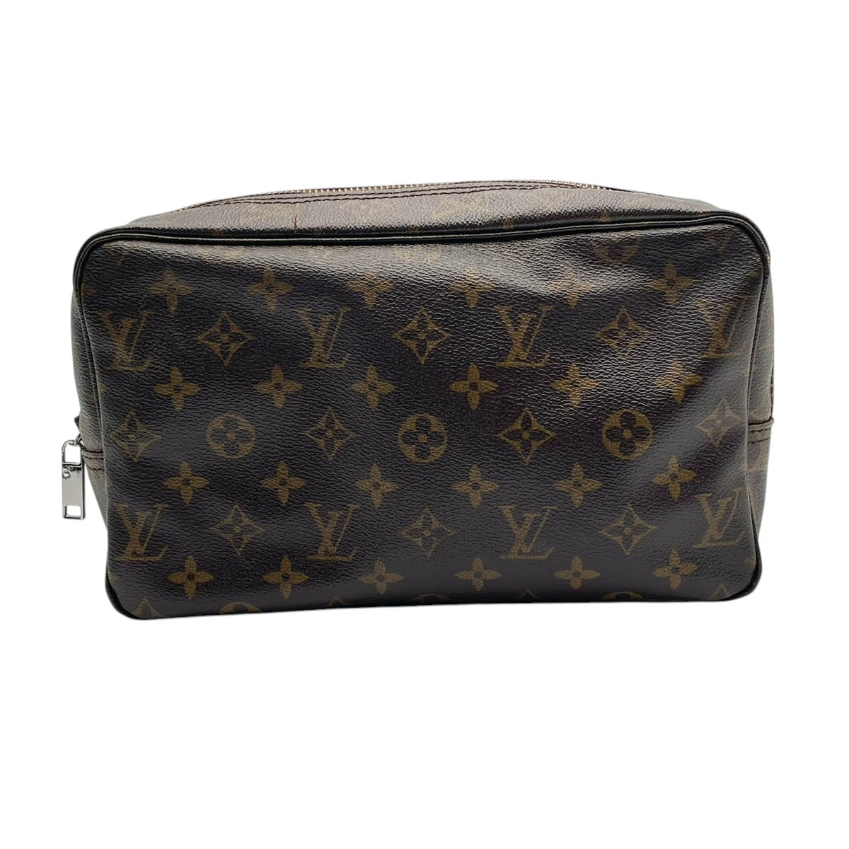 良品 LOUIS VUITTON ルイヴィトン トゥルーストワレット28 モノグラム ポーチ セカンドバッグ クラッチバッグ PVC レザー ブラウン 茶 ゴールド金具 化粧ポーチ コスメケース トラベルケース メンズ レディース ビンテージ S84