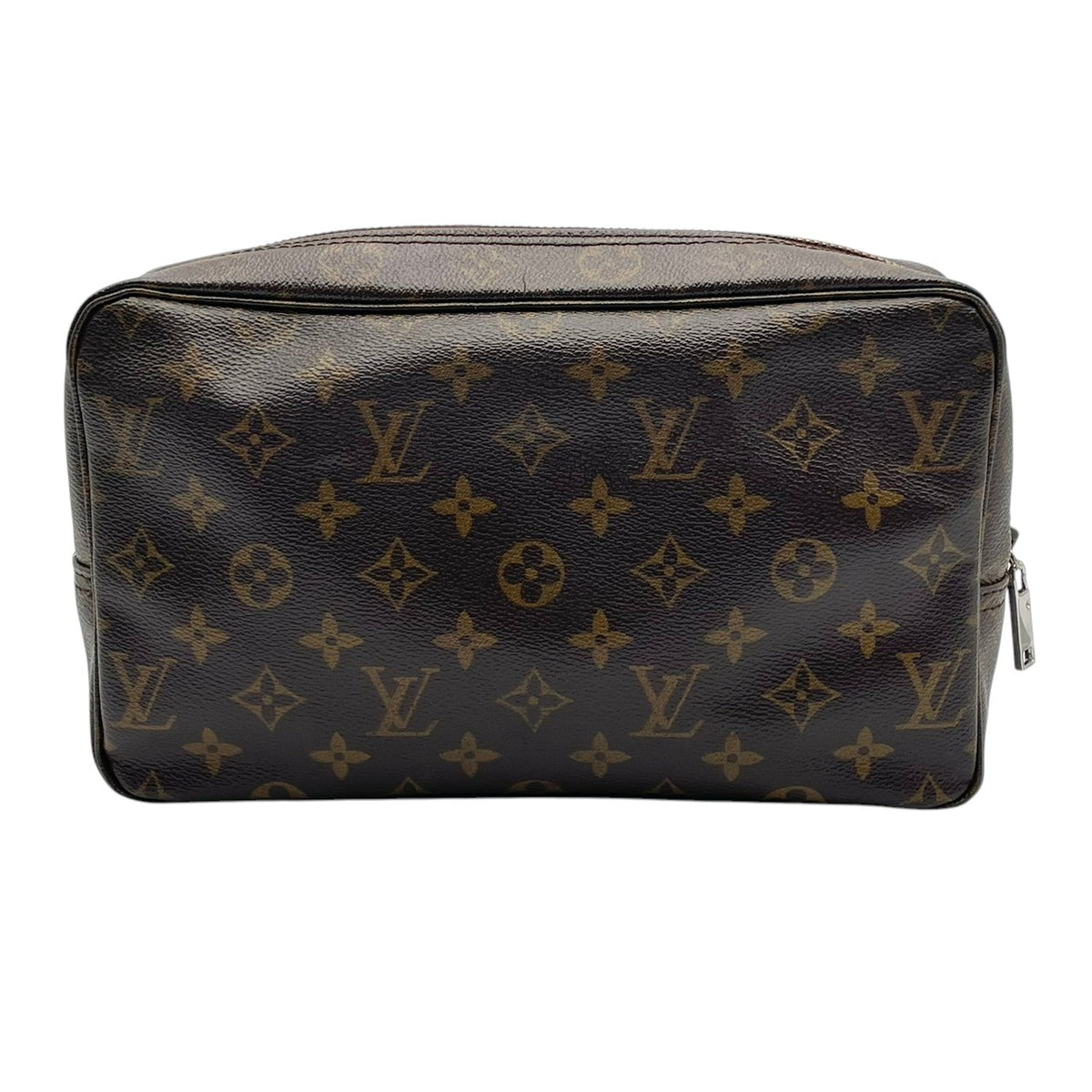良品 LOUIS VUITTON ルイヴィトン トゥルーストワレット28 モノグラム ポーチ セカンドバッグ クラッチバッグ PVC レザー ブラウン 茶 ゴールド金具 化粧ポーチ コスメケース トラベルケース メンズ レディース ビンテージ S84