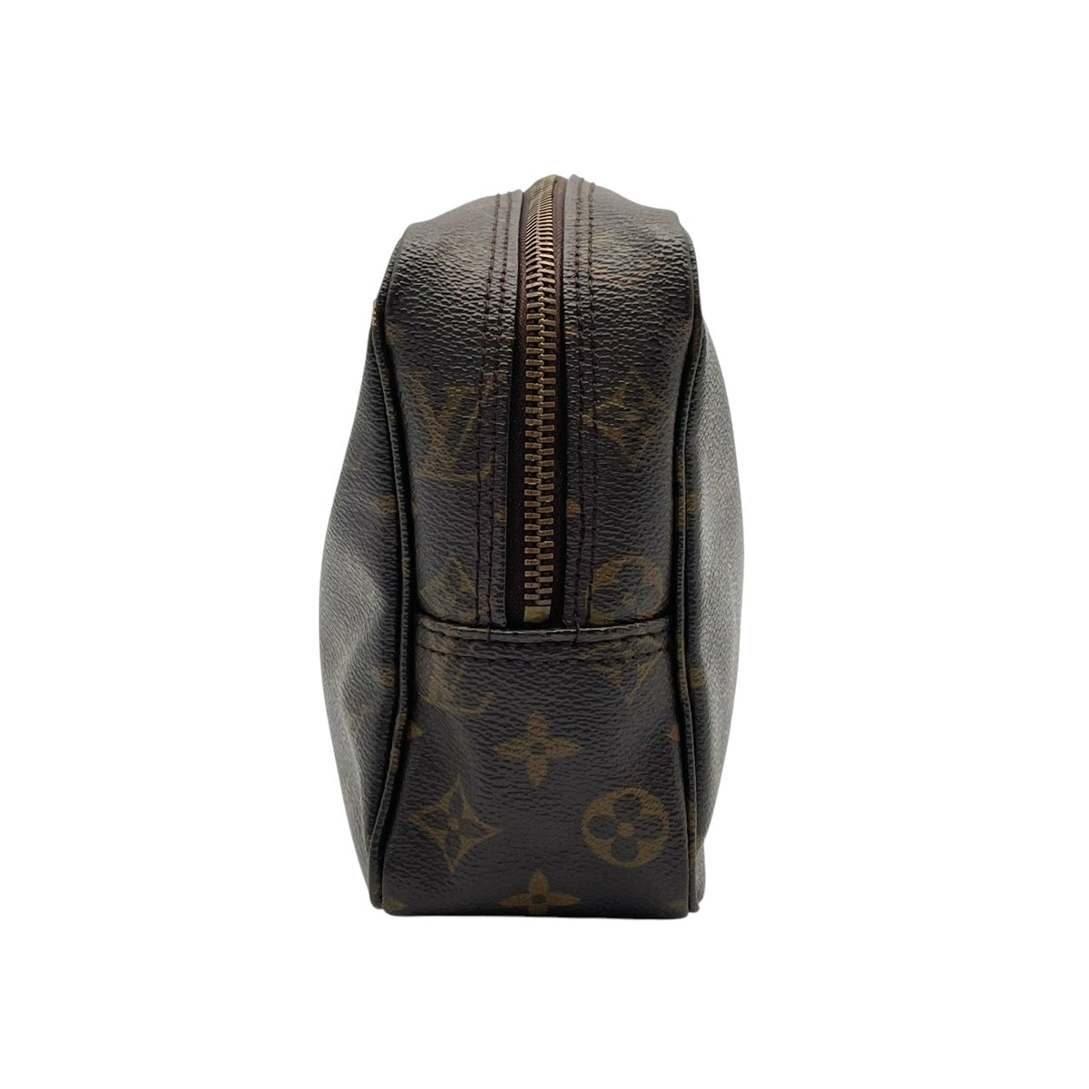 良品 LOUIS VUITTON ルイヴィトン トゥルーストワレット28 モノグラム ポーチ セカンドバッグ クラッチバッグ PVC レザー ブラウン 茶 ゴールド金具 化粧ポーチ コスメケース トラベルケース メンズ レディース ビンテージ S84