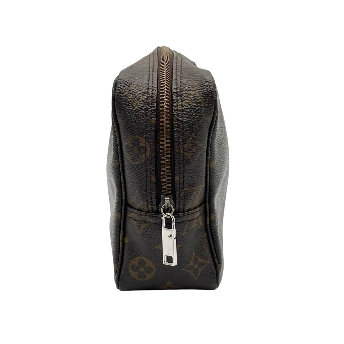 良品 LOUIS VUITTON ルイヴィトン トゥルーストワレット28 モノグラム ポーチ セカンドバッグ クラッチバッグ PVC レザー ブラウン 茶 ゴールド金具 化粧ポーチ コスメケース トラベルケース メンズ レディース ビンテージ S84