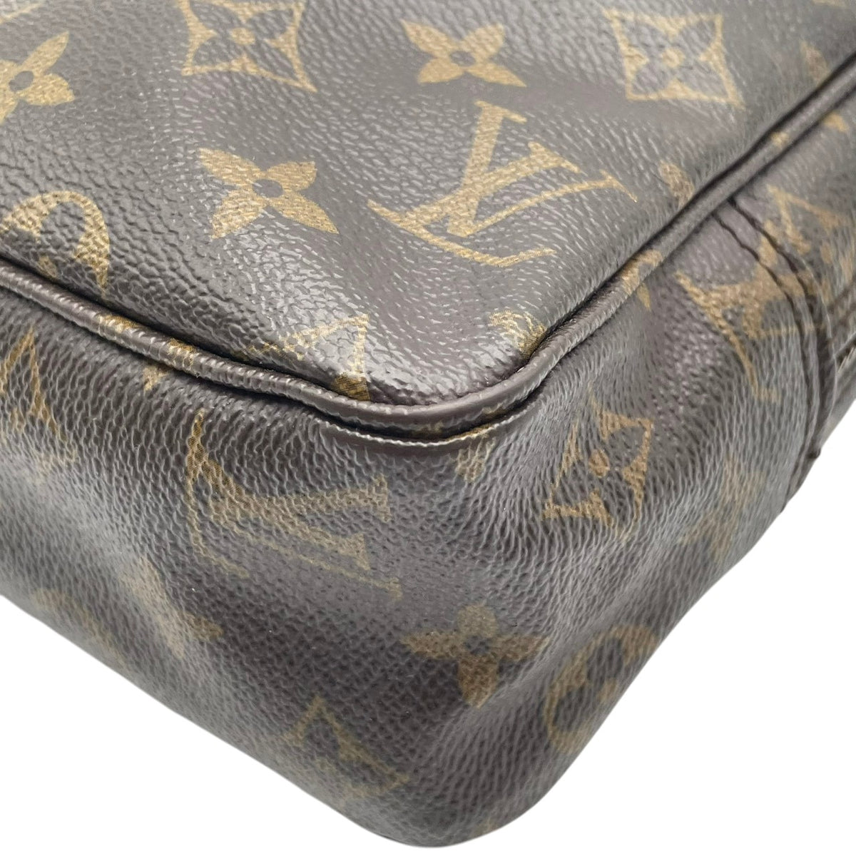 良品 LOUIS VUITTON ルイヴィトン トゥルーストワレット28 モノグラム ポーチ セカンドバッグ クラッチバッグ PVC レザー ブラウン 茶 ゴールド金具 化粧ポーチ コスメケース トラベルケース メンズ レディース ビンテージ S84