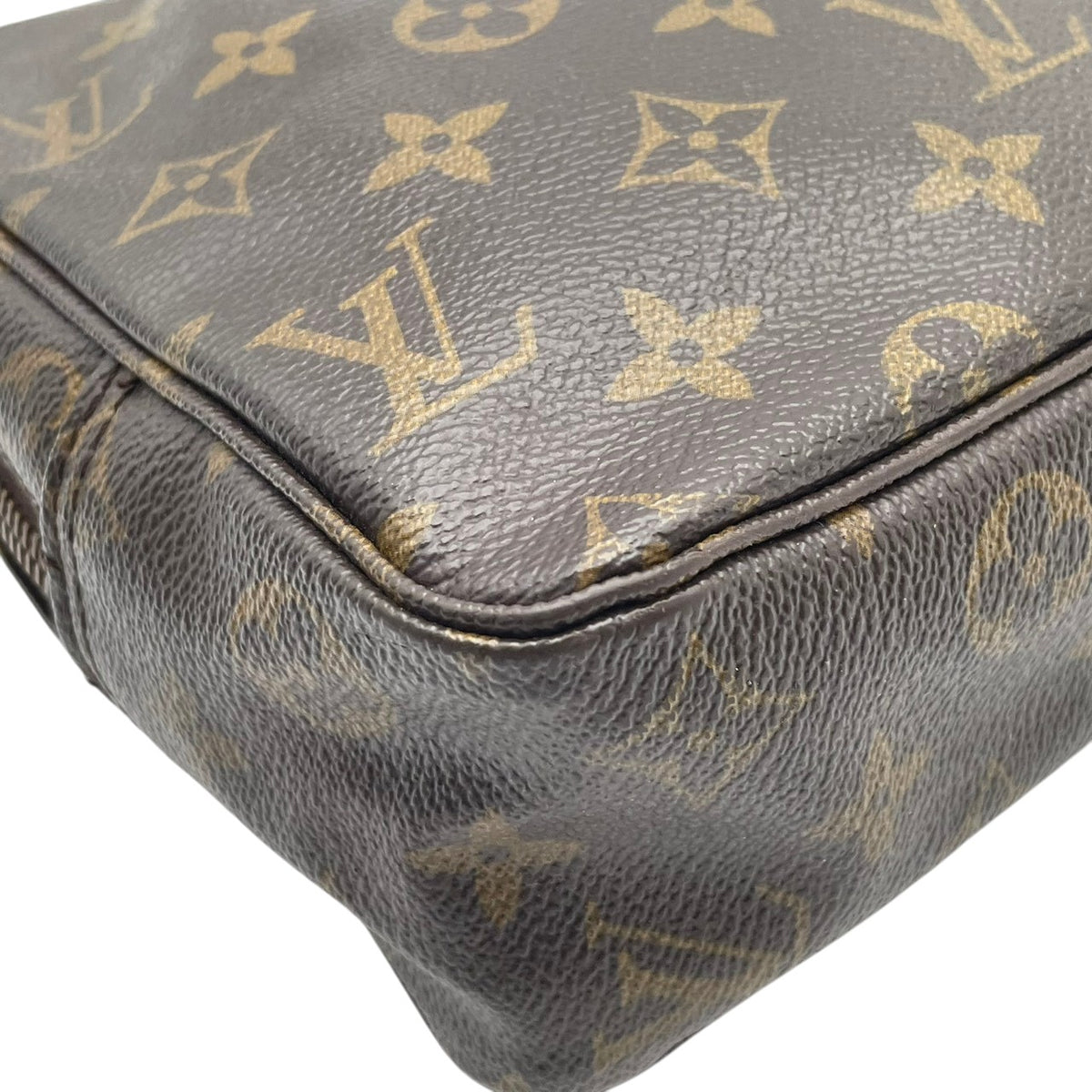 良品 LOUIS VUITTON ルイヴィトン トゥルーストワレット28 モノグラム ポーチ セカンドバッグ クラッチバッグ PVC レザー ブラウン 茶 ゴールド金具 化粧ポーチ コスメケース トラベルケース メンズ レディース ビンテージ S84