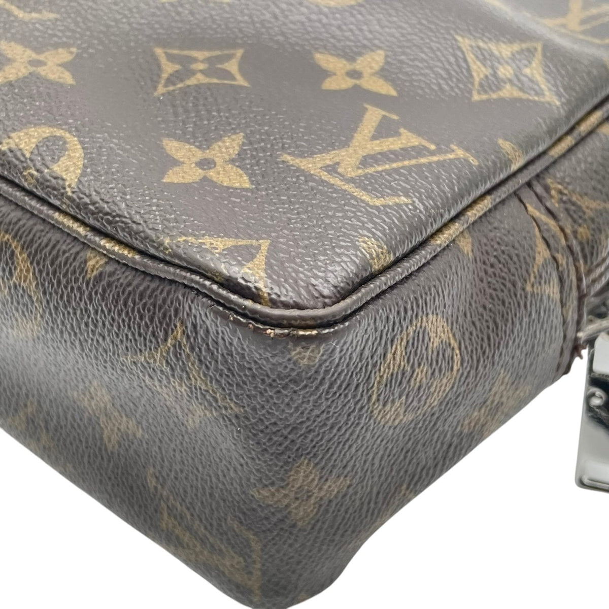 良品 LOUIS VUITTON ルイヴィトン トゥルーストワレット28 モノグラム ポーチ セカンドバッグ クラッチバッグ PVC レザー ブラウン 茶 ゴールド金具 化粧ポーチ コスメケース トラベルケース メンズ レディース ビンテージ S84