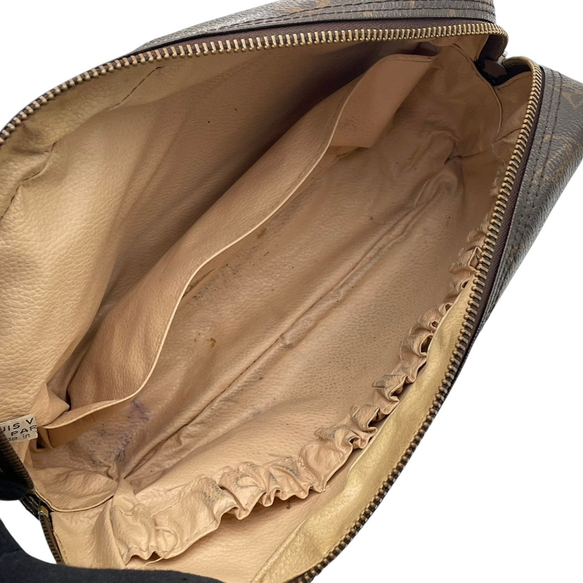 良品 LOUIS VUITTON ルイヴィトン トゥルーストワレット28 モノグラム ポーチ セカンドバッグ クラッチバッグ PVC レザー ブラウン 茶 ゴールド金具 化粧ポーチ コスメケース トラベルケース メンズ レディース ビンテージ S84