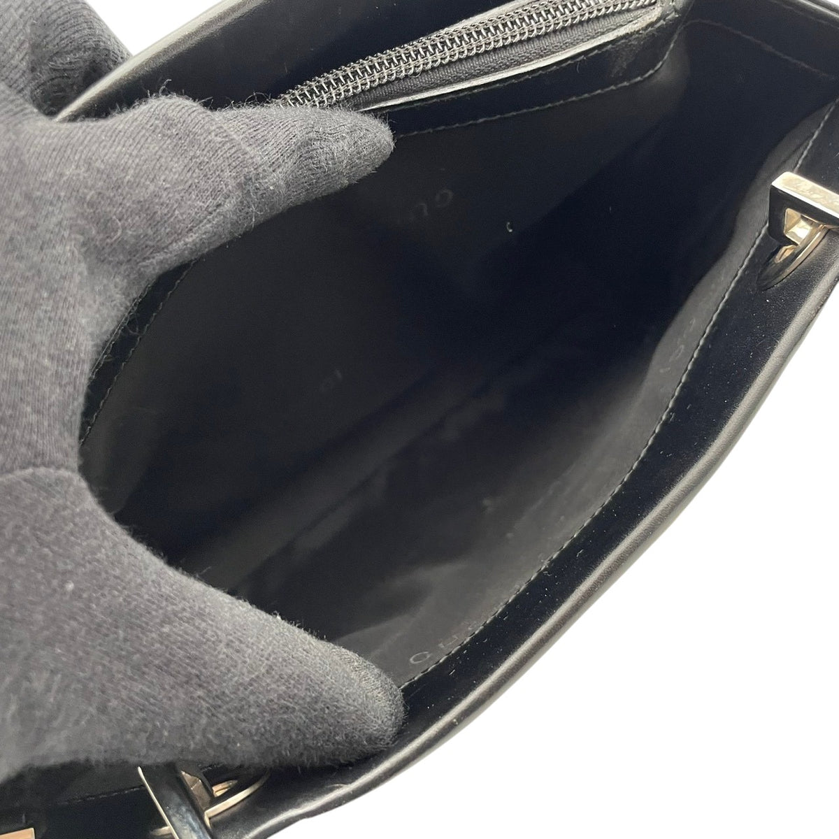 良品 GUCCI グッチ バンブー ハンドバッグ トートバッグ ブラック 黒 レザー 本革 バンブーハンドル 竹ハンドル シルバー金具 スクエア 自立 レディース フォーマル ビジネス 通勤 エレガント 上品 ヴィンテージ S84