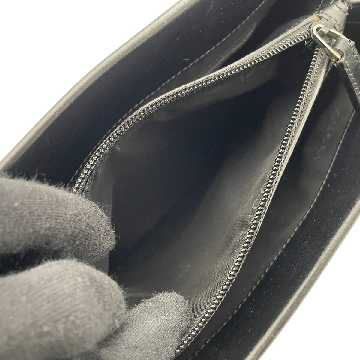 良品 GUCCI グッチ バンブー ハンドバッグ トートバッグ ブラック 黒 レザー 本革 バンブーハンドル 竹ハンドル シルバー金具 スクエア 自立 レディース フォーマル ビジネス 通勤 エレガント 上品 ヴィンテージ S84