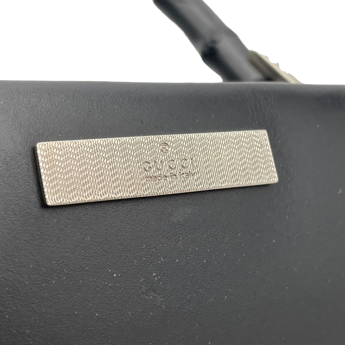 良品 GUCCI グッチ バンブー ハンドバッグ トートバッグ ブラック 黒 レザー 本革 バンブーハンドル 竹ハンドル シルバー金具 スクエア 自立 レディース フォーマル ビジネス 通勤 エレガント 上品 ヴィンテージ S84
