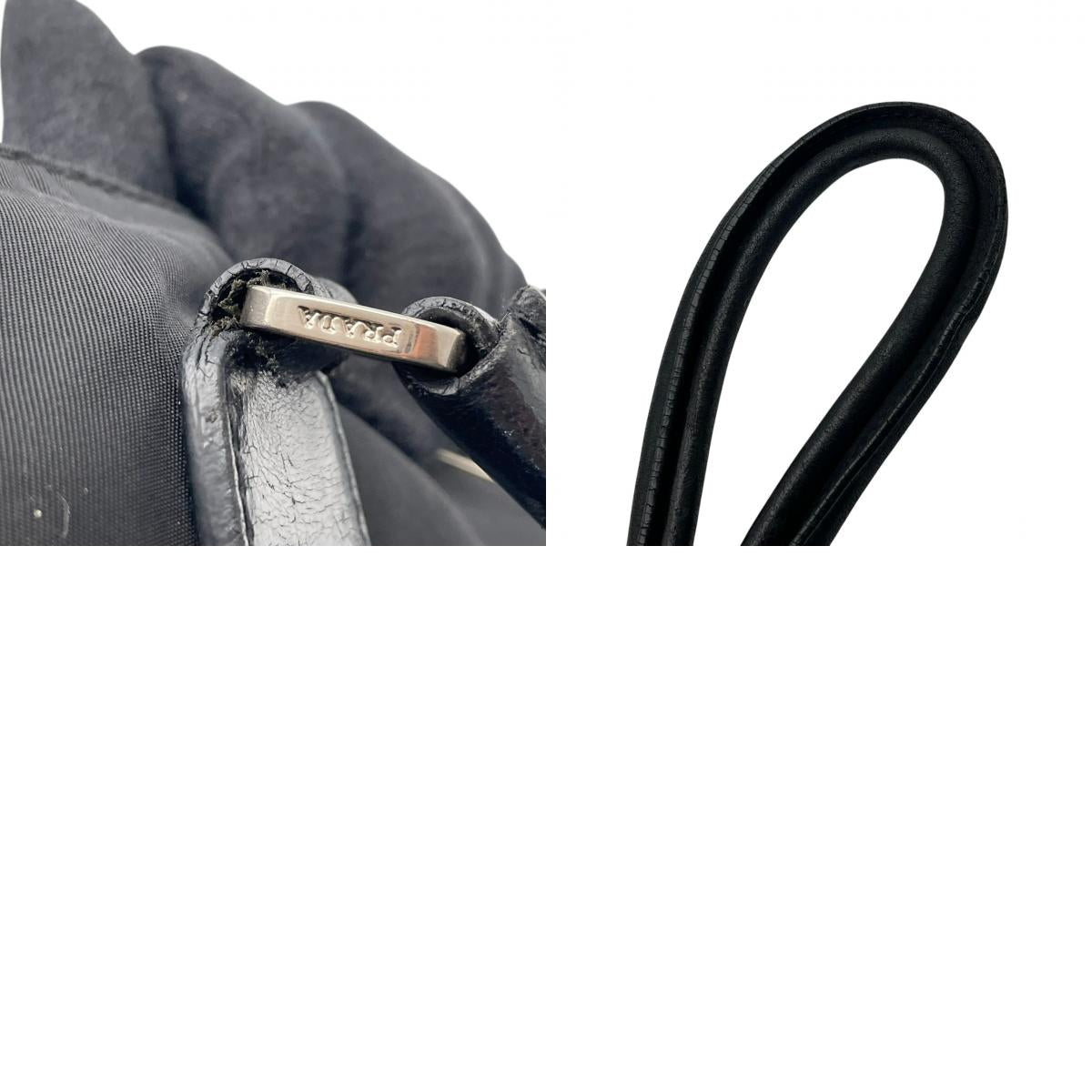 良品 PRADA プラダ トートバッグ ショルダートート ブラック 黒 ナイロン レザー 本革 三角ロゴ トライアングルロゴ テスート 肩掛け A4収納 大容量 シルバー金具 レディース 通勤 通学 ビジネス デイリー イタリア製 S84