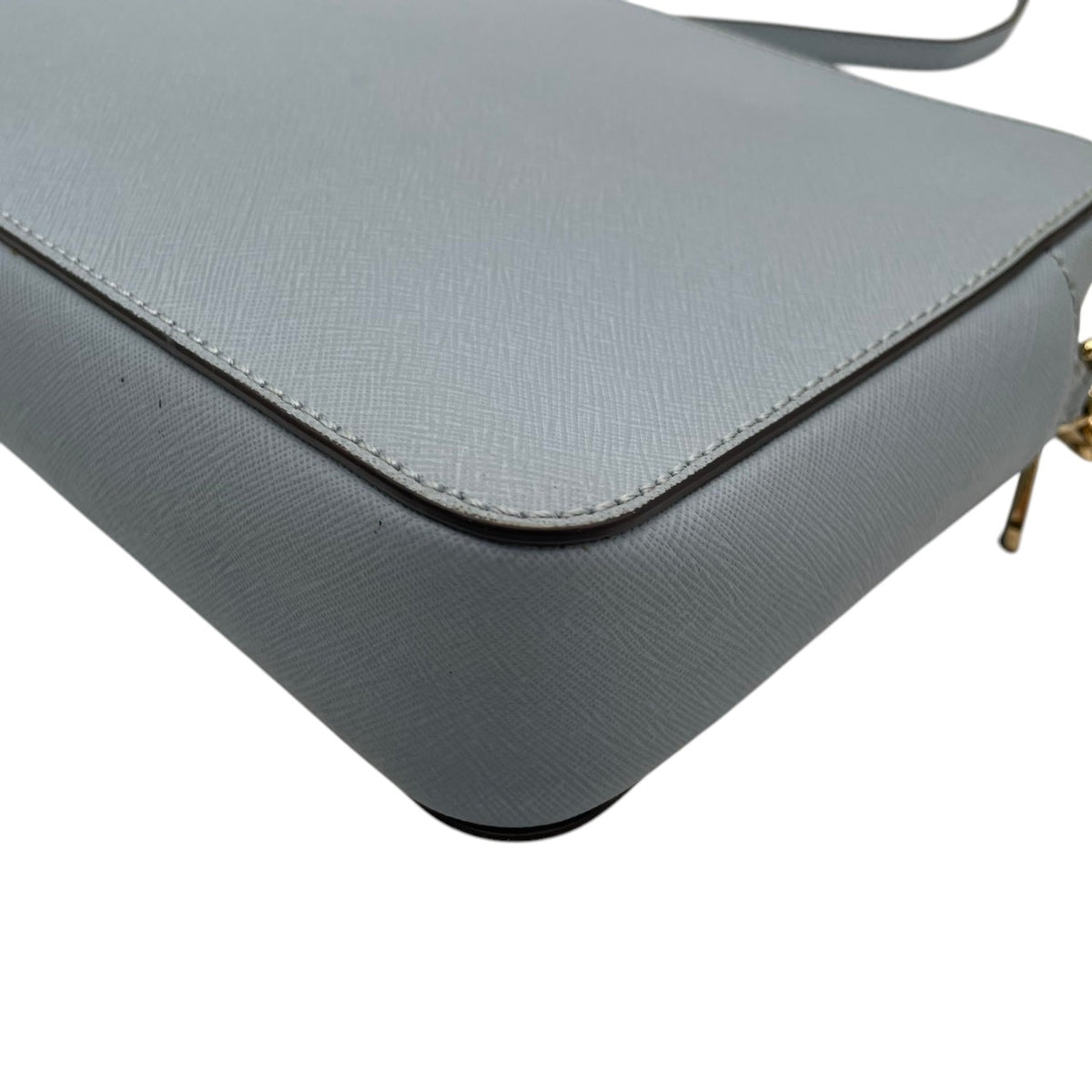 美品 MICHAEL KORS マイケルコース JET SET ITEM EW クロスボディ ラージ ショルダーバッグ ライトブルー 水色 サフィアーノ レザー 本革 ゴールドチェーン ゴールド金具 ロゴ ラウンドジップ 斜めがけ レディース S84