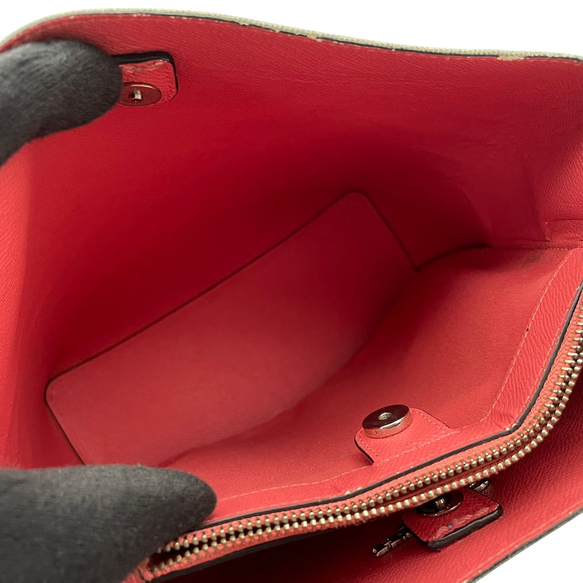 良品 COACH コーチ 91136 アベニュー タウン バケットバッグ トートバッグ ライトブルー 水色 デニム レザー ホースアンドキャリッジ ロゴ シルバー金具 ワンハンドル 肩掛け バケツ型 レディース カジュアル デイリー S84