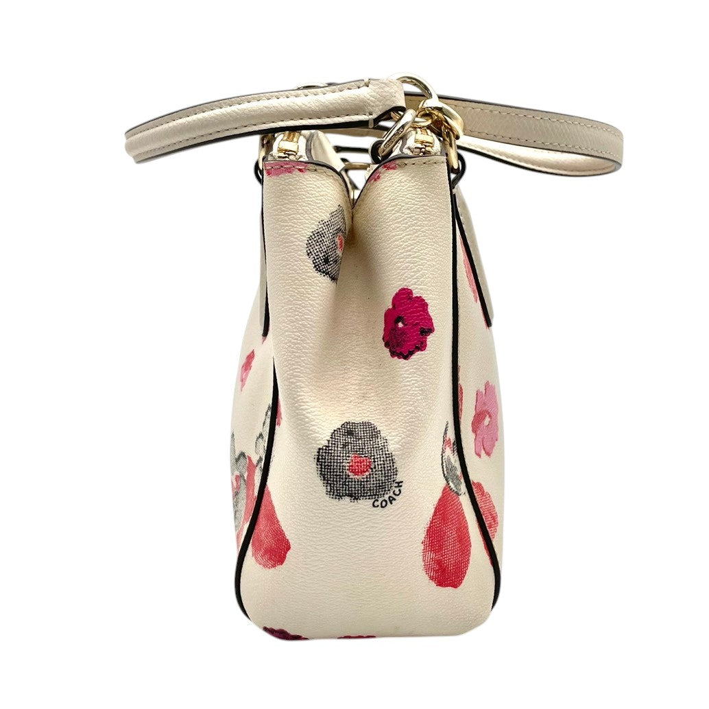 良品 COACH コーチ F55538 ミニ クリスティー キャリーオール ハーフトーン フローラル 花柄 アイボリー PVC レザー 2way ハンドバッグ ショルダーバッグ 斜めがけ ゴールド金具 レディース エレガント S84