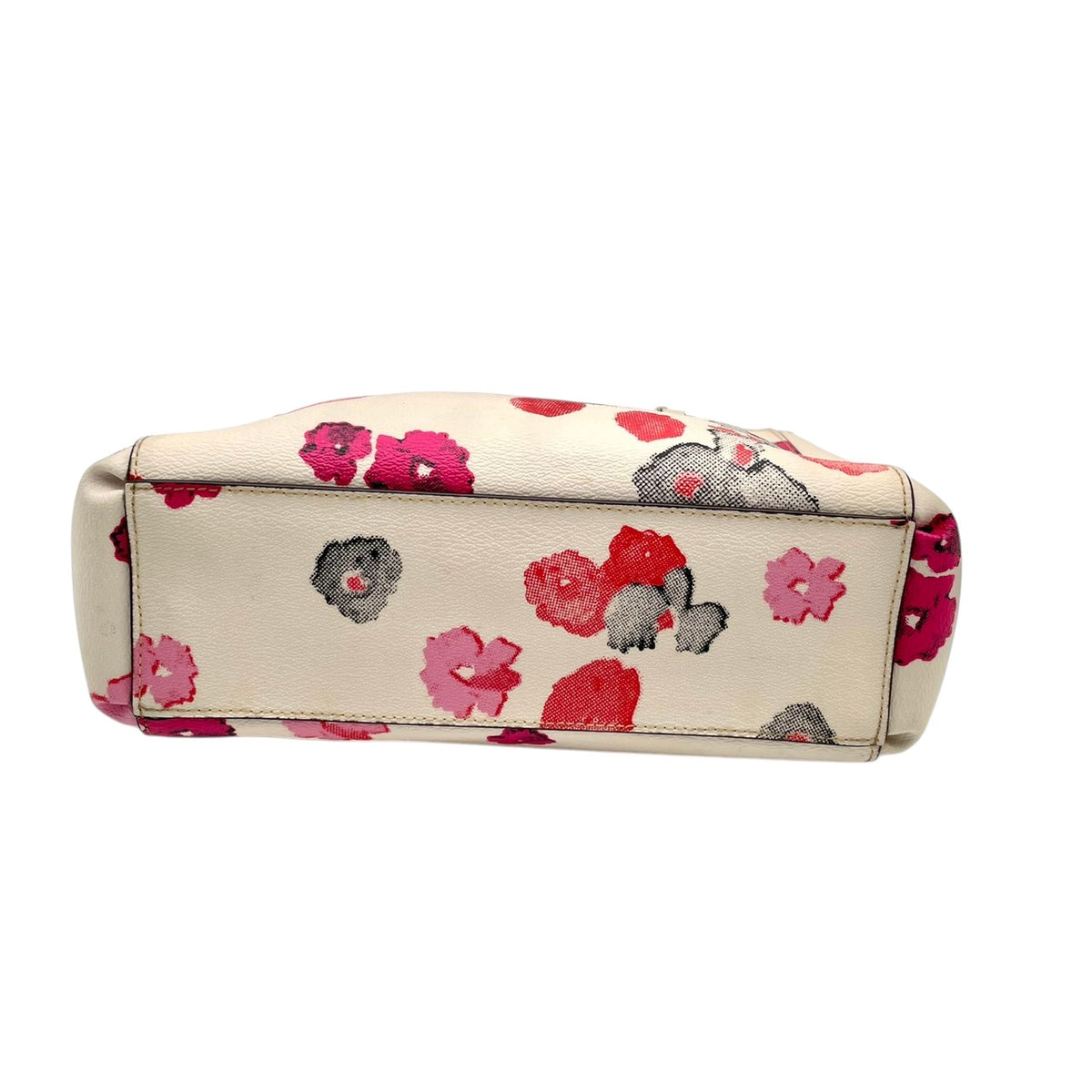 良品 COACH コーチ F55538 ミニ クリスティー キャリーオール ハーフトーン フローラル 花柄 アイボリー PVC レザー 2way ハンドバッグ ショルダーバッグ 斜めがけ ゴールド金具 レディース エレガント S84
