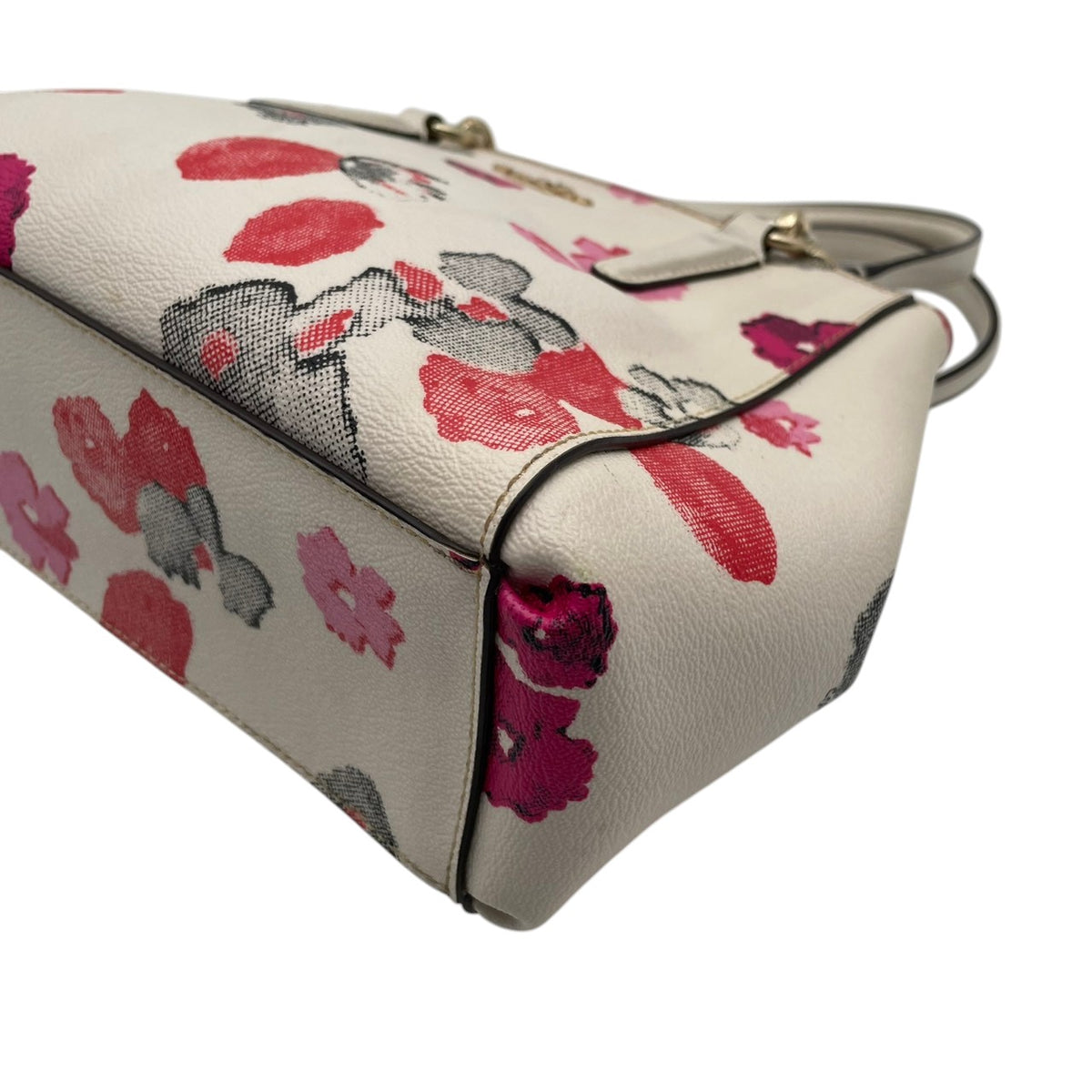 良品 COACH コーチ F55538 ミニ クリスティー キャリーオール ハーフトーン フローラル 花柄 アイボリー PVC レザー 2way ハンドバッグ ショルダーバッグ 斜めがけ ゴールド金具 レディース エレガント S84