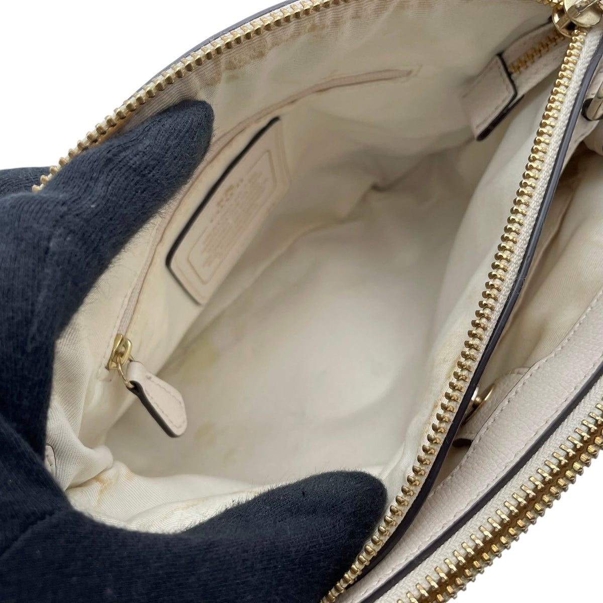 良品 COACH コーチ F55538 ミニ クリスティー キャリーオール ハーフトーン フローラル 花柄 アイボリー PVC レザー 2way ハンドバッグ ショルダーバッグ 斜めがけ ゴールド金具 レディース エレガント S84