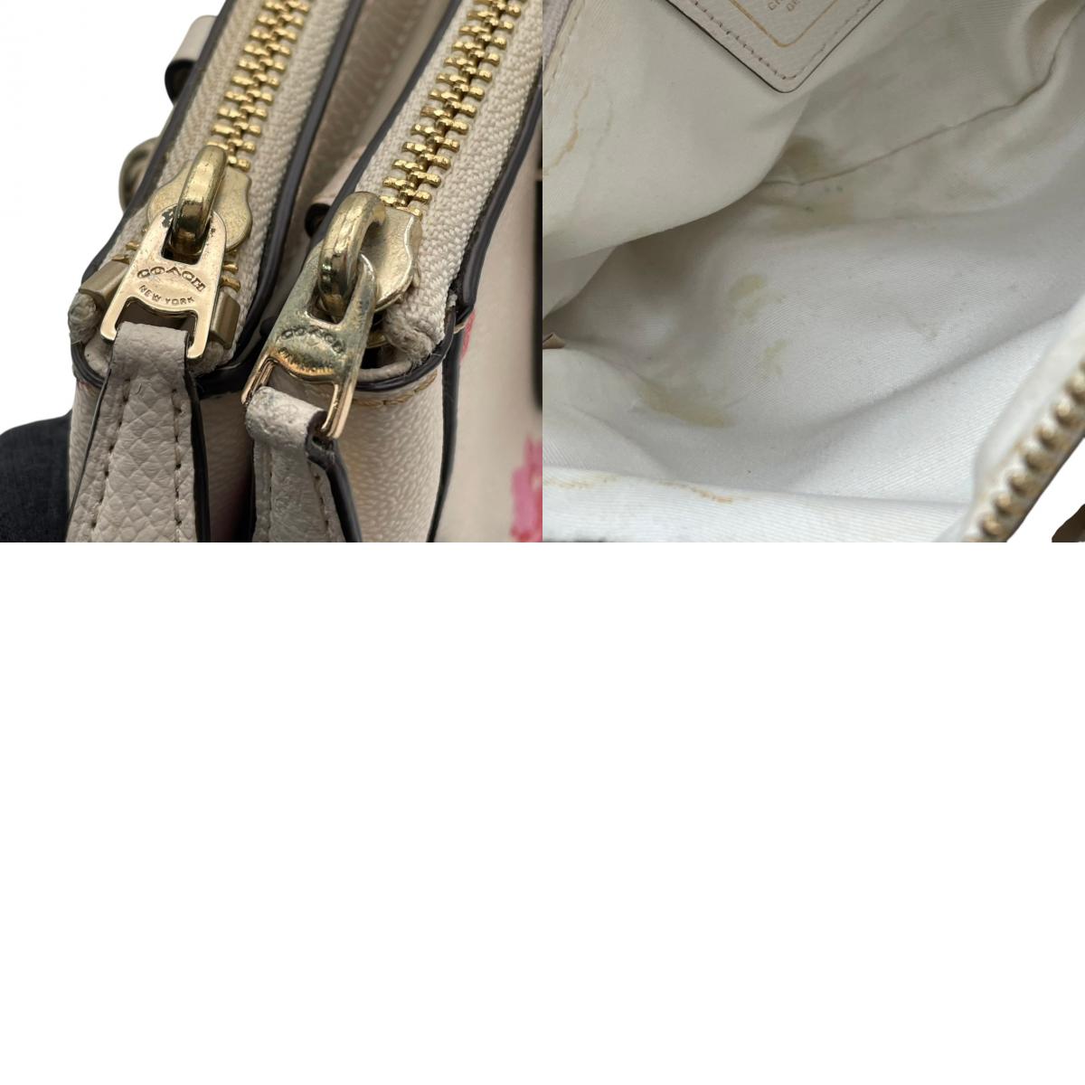 良品 COACH コーチ F55538 ミニ クリスティー キャリーオール ハーフトーン フローラル 花柄 アイボリー PVC レザー 2way ハンドバッグ ショルダーバッグ 斜めがけ ゴールド金具 レディース エレガント S84