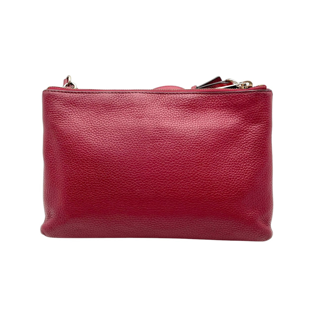 良品 MICHAEL KORS マイケルコース TRISHA トリシャ ミディアム トリプルコンパートメント ショルダーバッグ クロスボディ ボルドー レザー シボ革 ゴールド金具 ロゴ 斜めがけ レディース S99