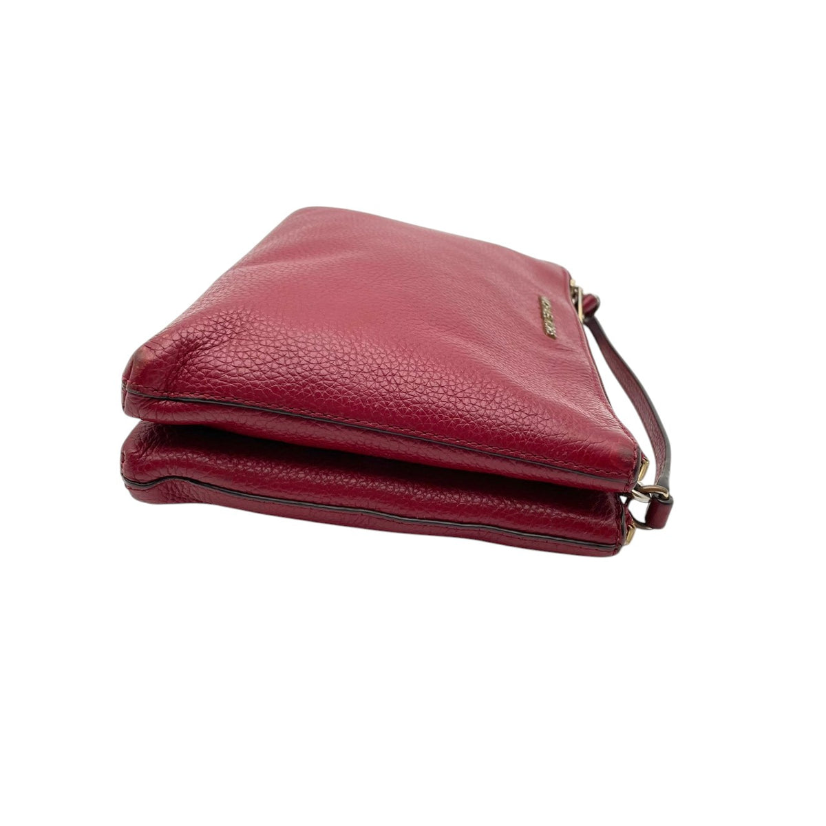 良品 MICHAEL KORS マイケルコース TRISHA トリシャ ミディアム トリプルコンパートメント ショルダーバッグ クロスボディ ボルドー レザー シボ革 ゴールド金具 ロゴ 斜めがけ レディース S99
