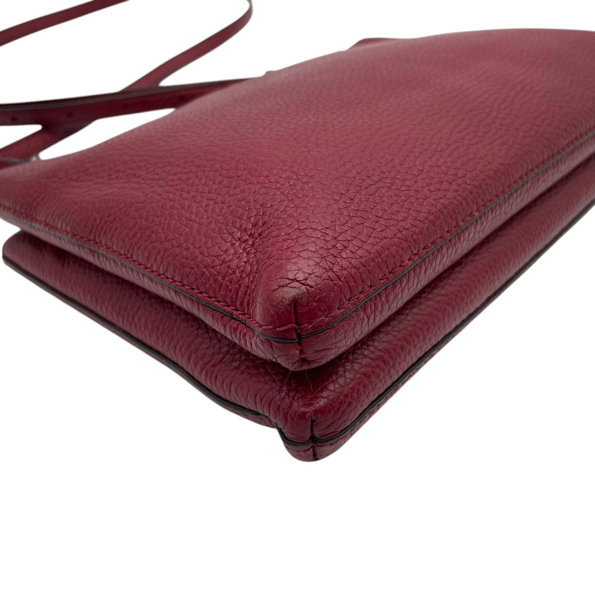 良品 MICHAEL KORS マイケルコース TRISHA トリシャ ミディアム トリプルコンパートメント ショルダーバッグ クロスボディ ボルドー レザー シボ革 ゴールド金具 ロゴ 斜めがけ レディース S99