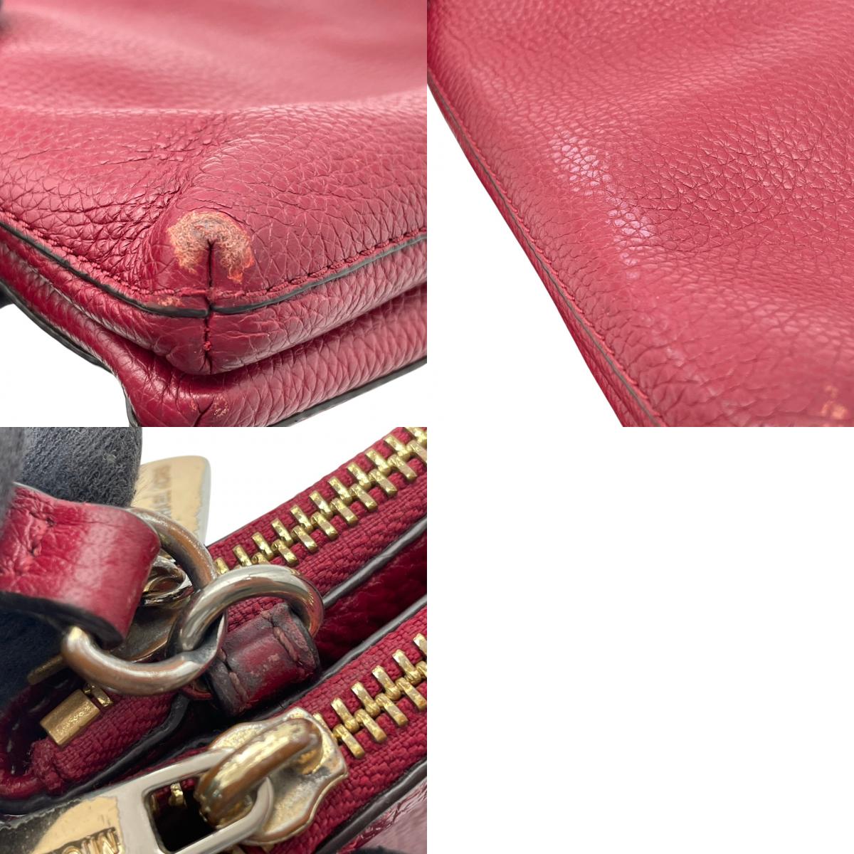 良品 MICHAEL KORS マイケルコース TRISHA トリシャ ミディアム トリプルコンパートメント ショルダーバッグ クロスボディ ボルドー レザー シボ革 ゴールド金具 ロゴ 斜めがけ レディース S99