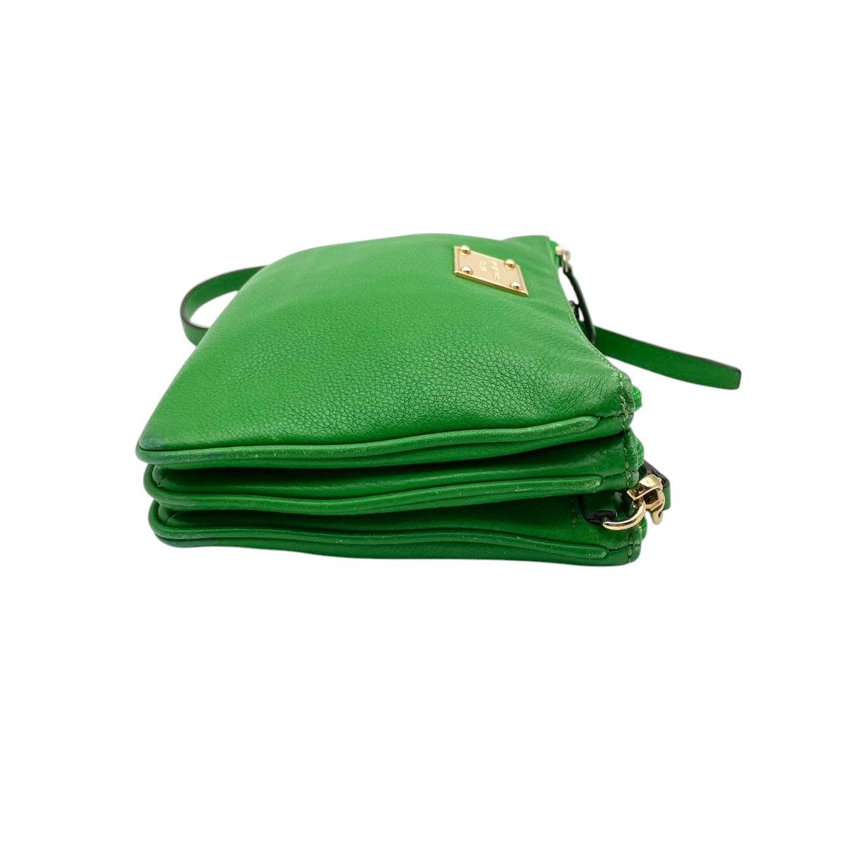 良品 MICHAEL KORS マイケルコース ショルダーバッグ クロスボディ ポシェット リストレット 2way グリーン 緑 レザー ゴールド金具 EST.1981 ロゴプレート ファスナー ミニバッグ 斜めがけ レディース S99