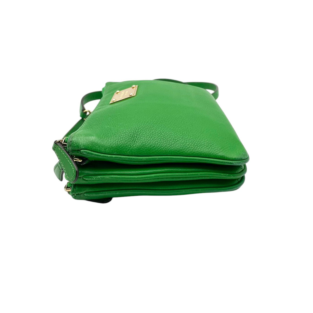 良品 MICHAEL KORS マイケルコース ショルダーバッグ クロスボディ ポシェット リストレット 2way グリーン 緑 レザー ゴールド金具 EST.1981 ロゴプレート ファスナー ミニバッグ 斜めがけ レディース S99