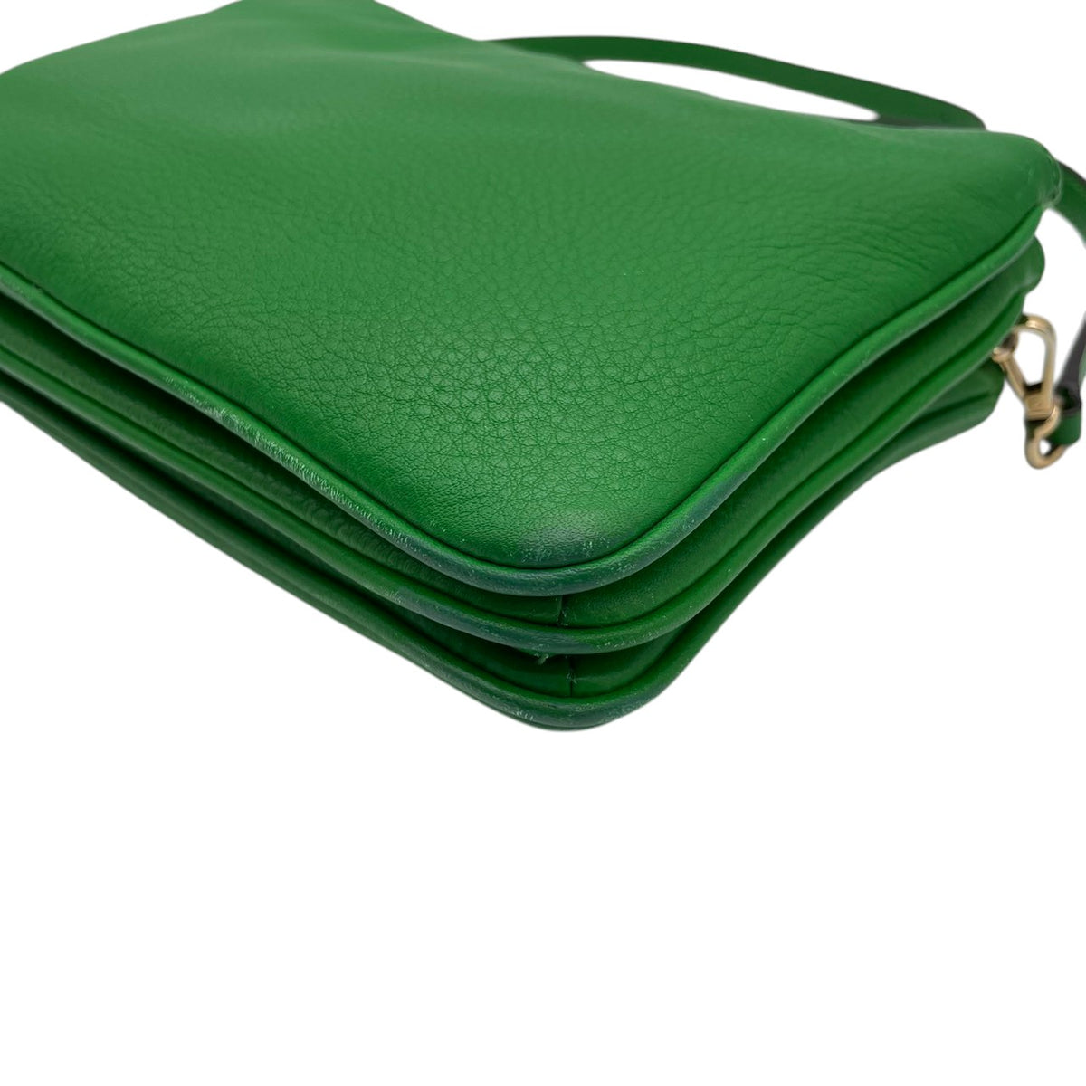 良品 MICHAEL KORS マイケルコース ショルダーバッグ クロスボディ ポシェット リストレット 2way グリーン 緑 レザー ゴールド金具 EST.1981 ロゴプレート ファスナー ミニバッグ 斜めがけ レディース S99