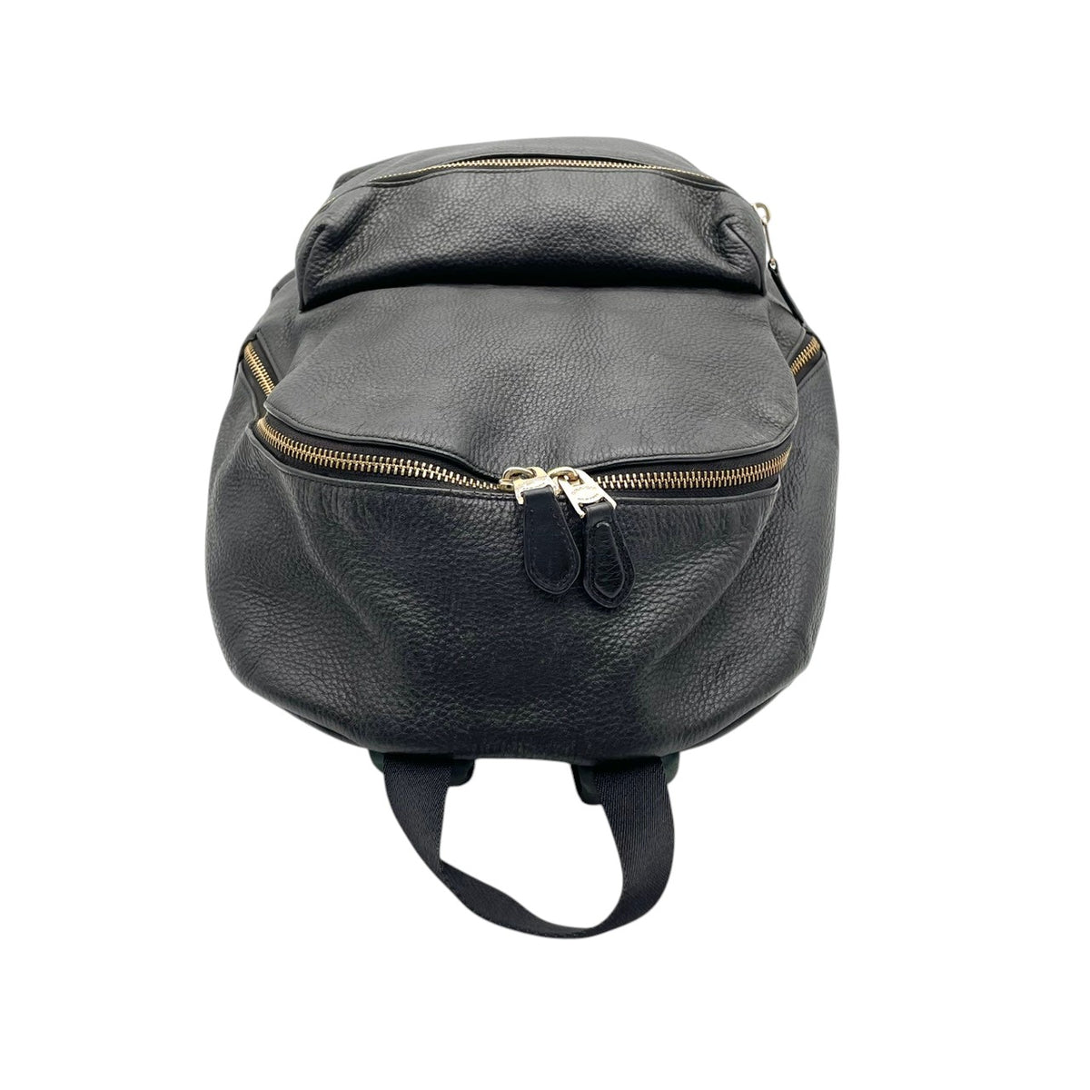 良品 COACH コーチ F29004 Charlie チャーリー バックパック リュック デイパック ブラック 黒 ペブルドレザー シボ革 ゴールド金具 ロゴ ファスナー フロントポケット 大容量 A4収納 レディース メンズ ユニセックス S99