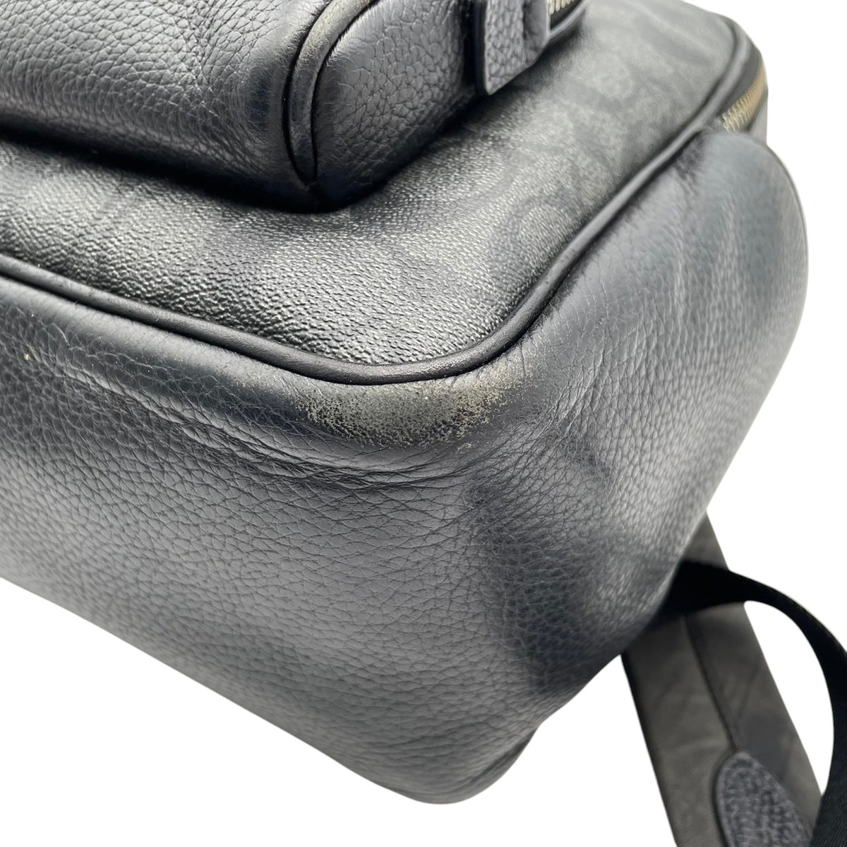 良品 COACH コーチ 5671 Court コート バックパック リュック デイパック シグネチャー グレー PVC レザー ブラック ロゴ 総柄 フロントポケット サイドポケット ファスナー 大容量 レディース カジュアル デイリー S99