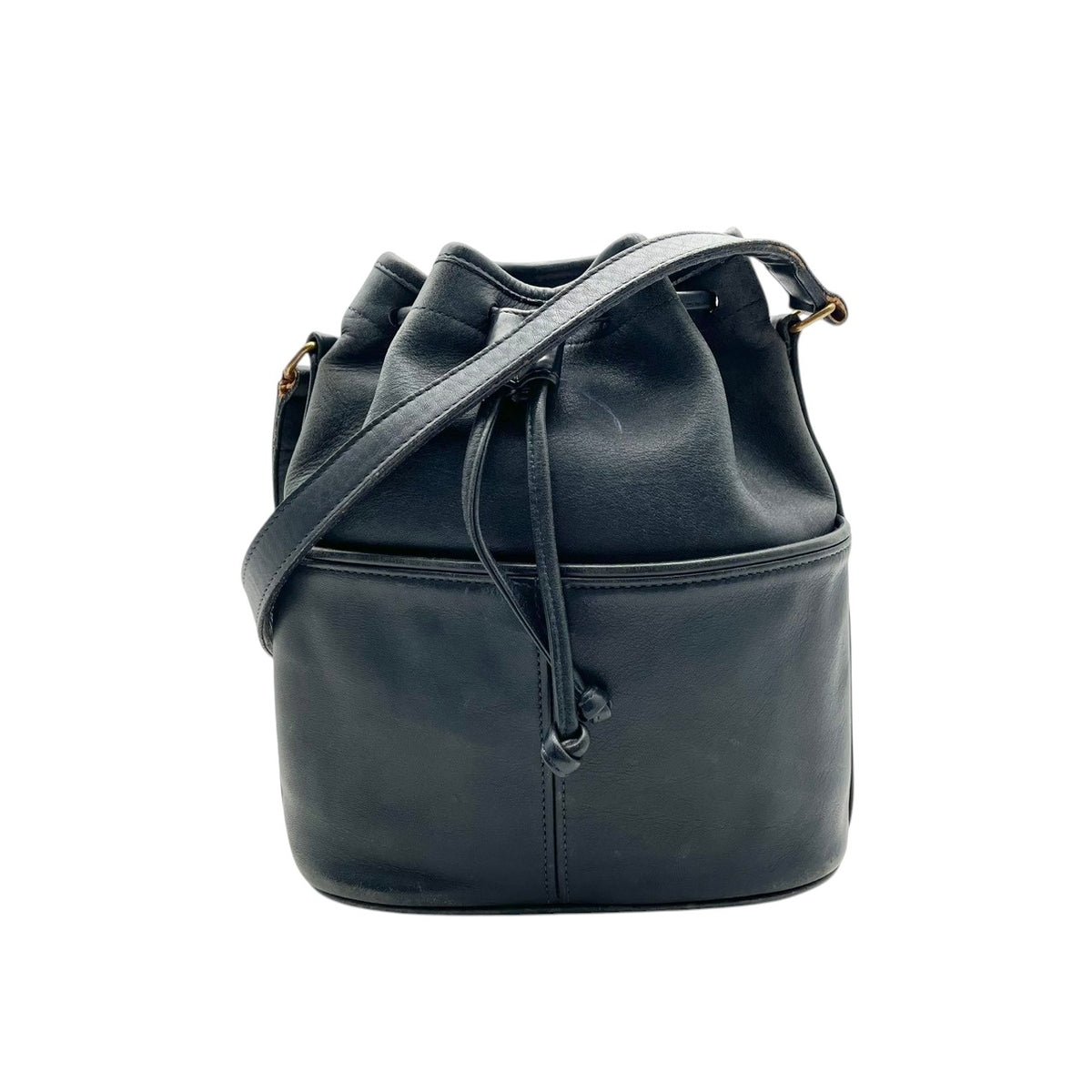 良品 COACH コーチ 121 Thompson トンプソン ショルダーバッグ バケットバッグ 巾着 オールドコーチ ネイビー レザー グラブタンレザー ゴールド金具 無地 肩掛け 斜め掛け レディース メンズ ユニセックス 90年代 S99