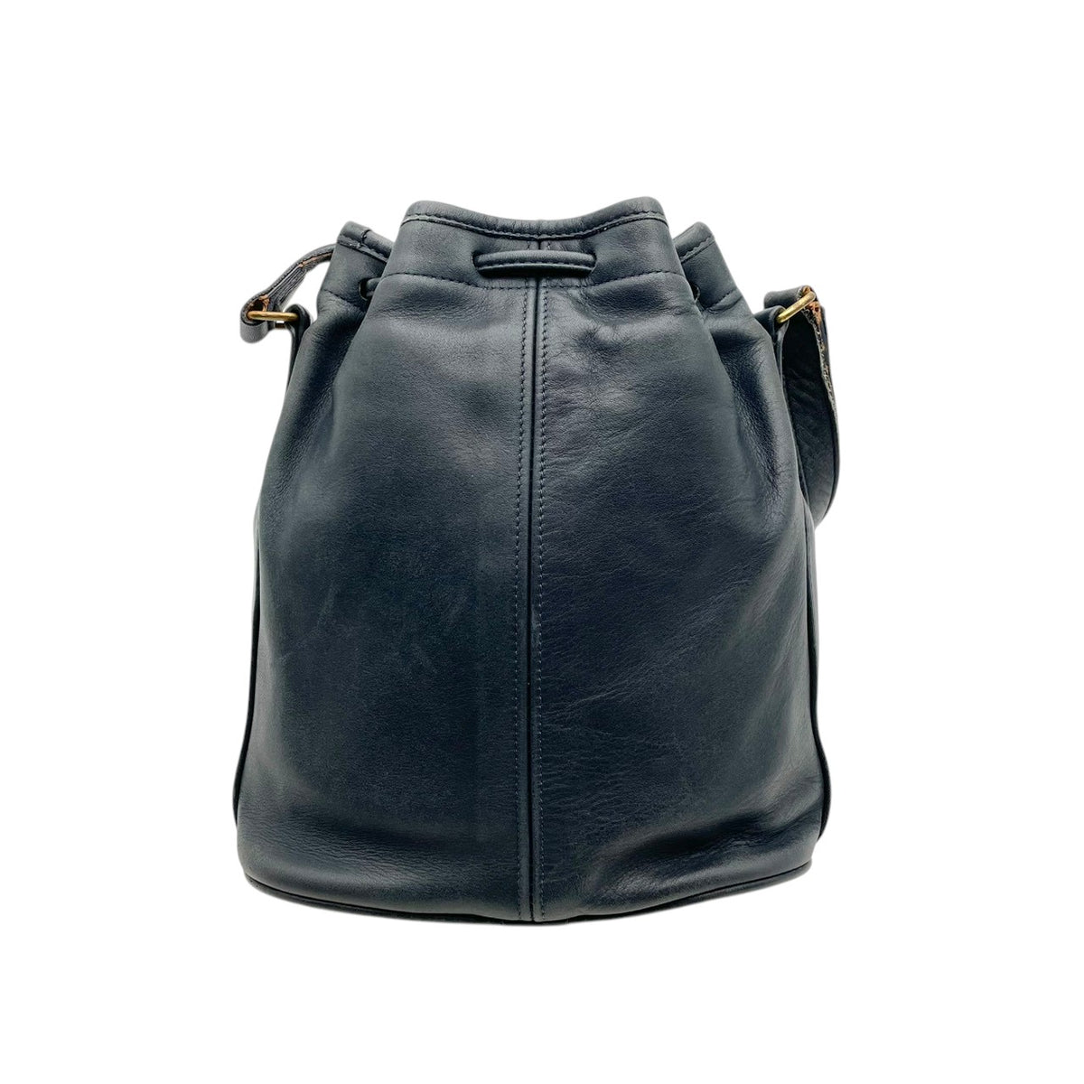 良品 COACH コーチ 121 Thompson トンプソン ショルダーバッグ バケットバッグ 巾着 オールドコーチ ネイビー レザー グラブタンレザー ゴールド金具 無地 肩掛け 斜め掛け レディース メンズ ユニセックス 90年代 S99