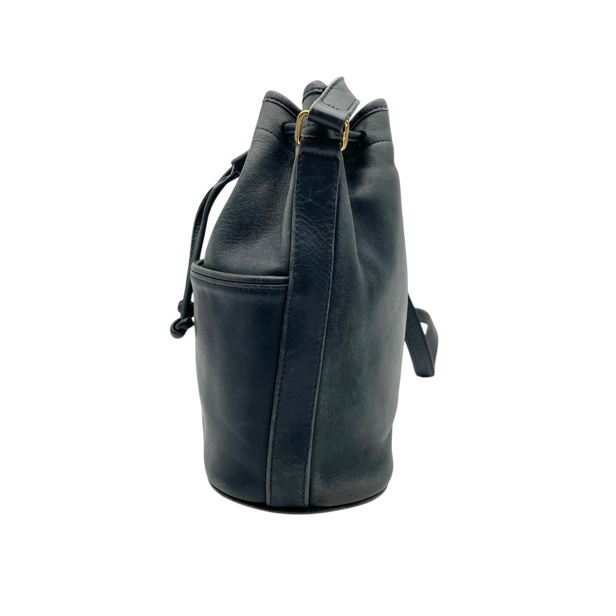 良品 COACH コーチ 121 Thompson トンプソン ショルダーバッグ バケットバッグ 巾着 オールドコーチ ネイビー レザー グラブタンレザー ゴールド金具 無地 肩掛け 斜め掛け レディース メンズ ユニセックス 90年代 S99