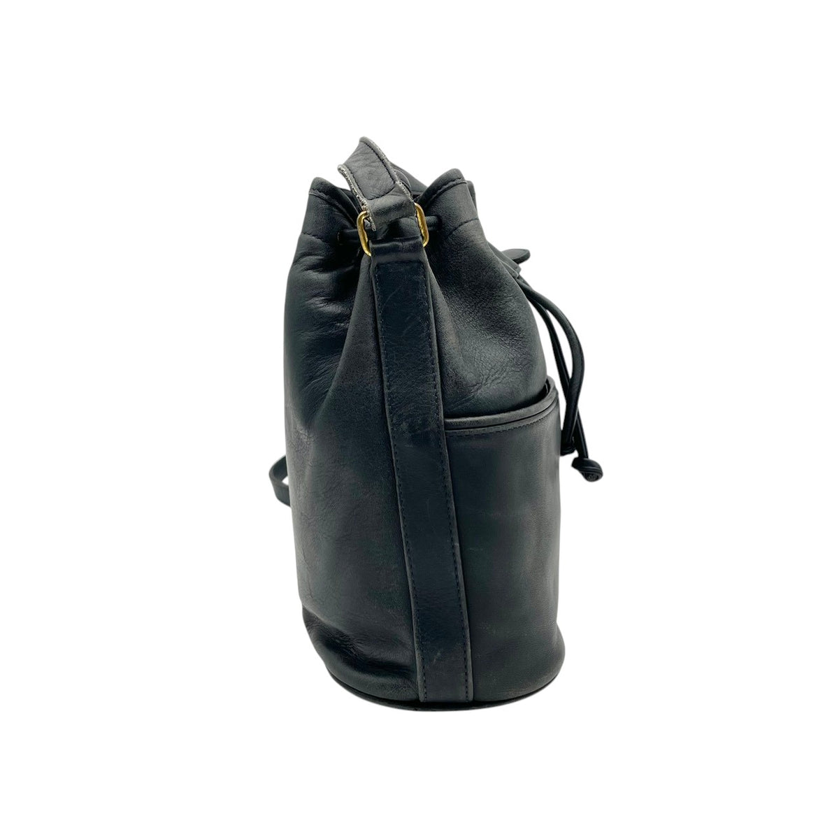 良品 COACH コーチ 121 Thompson トンプソン ショルダーバッグ バケットバッグ 巾着 オールドコーチ ネイビー レザー グラブタンレザー ゴールド金具 無地 肩掛け 斜め掛け レディース メンズ ユニセックス 90年代 S99