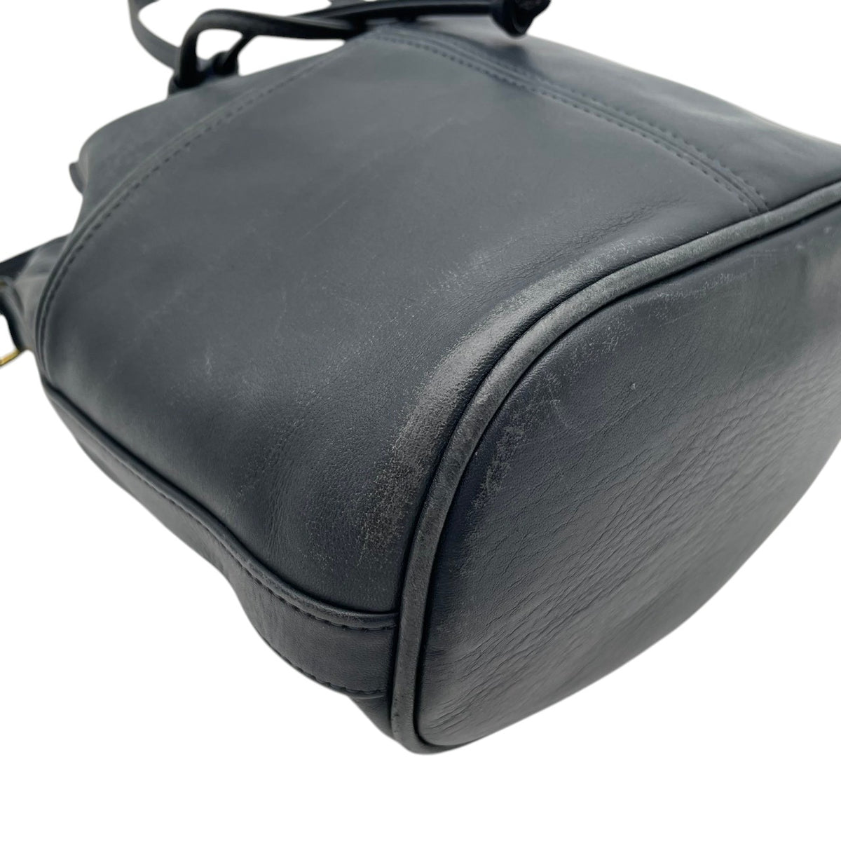 良品 COACH コーチ 121 Thompson トンプソン ショルダーバッグ バケットバッグ 巾着 オールドコーチ ネイビー レザー グラブタンレザー ゴールド金具 無地 肩掛け 斜め掛け レディース メンズ ユニセックス 90年代 S99