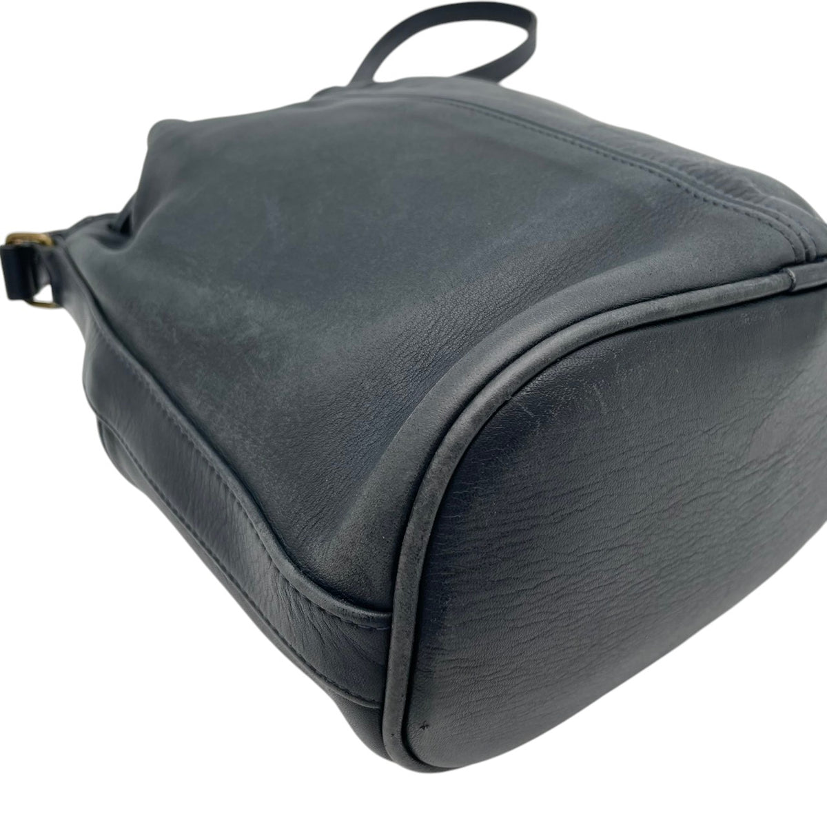 良品 COACH コーチ 121 Thompson トンプソン ショルダーバッグ バケットバッグ 巾着 オールドコーチ ネイビー レザー グラブタンレザー ゴールド金具 無地 肩掛け 斜め掛け レディース メンズ ユニセックス 90年代 S99