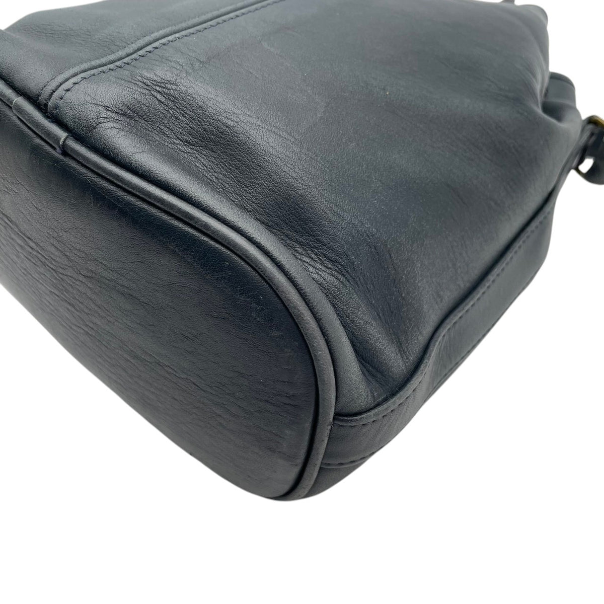 良品 COACH コーチ 121 Thompson トンプソン ショルダーバッグ バケットバッグ 巾着 オールドコーチ ネイビー レザー グラブタンレザー ゴールド金具 無地 肩掛け 斜め掛け レディース メンズ ユニセックス 90年代 S99